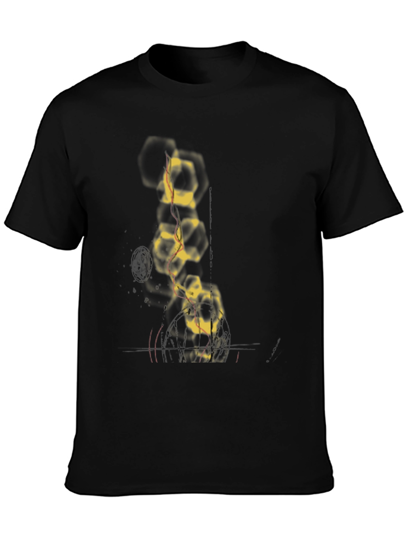 Abstract Molecule Graphic Tee - Black Cotton Comfort