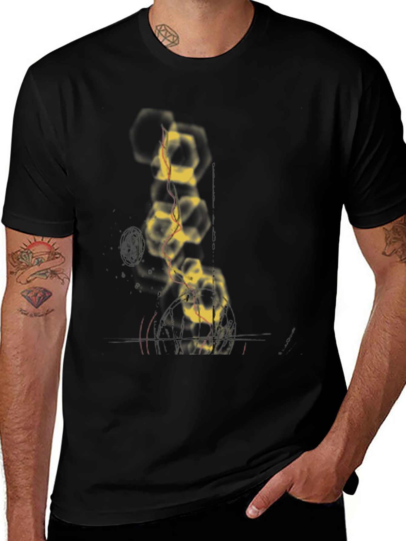 Abstract Molecule Graphic Tee - Black Cotton Comfort
