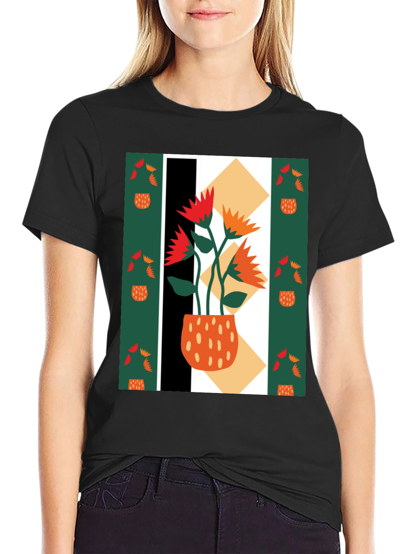 Abstract Floral Graphic Tee - Modern Art Shirt