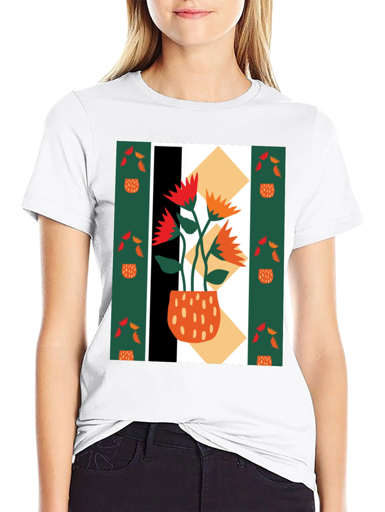 Abstract Floral Graphic Tee - Modern Art Shirt