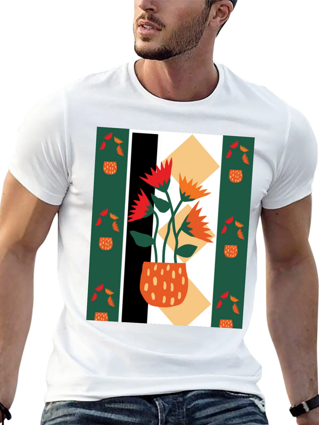 Abstract Floral Graphic Tee - Modern Art Shirt