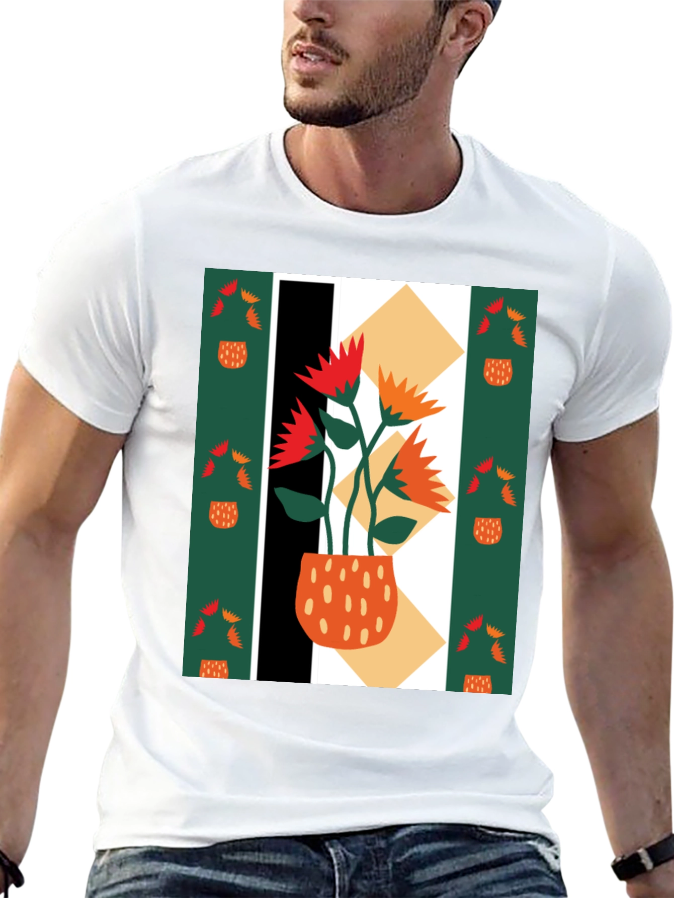 Abstract Floral Graphic Tee - Modern Art Shirt