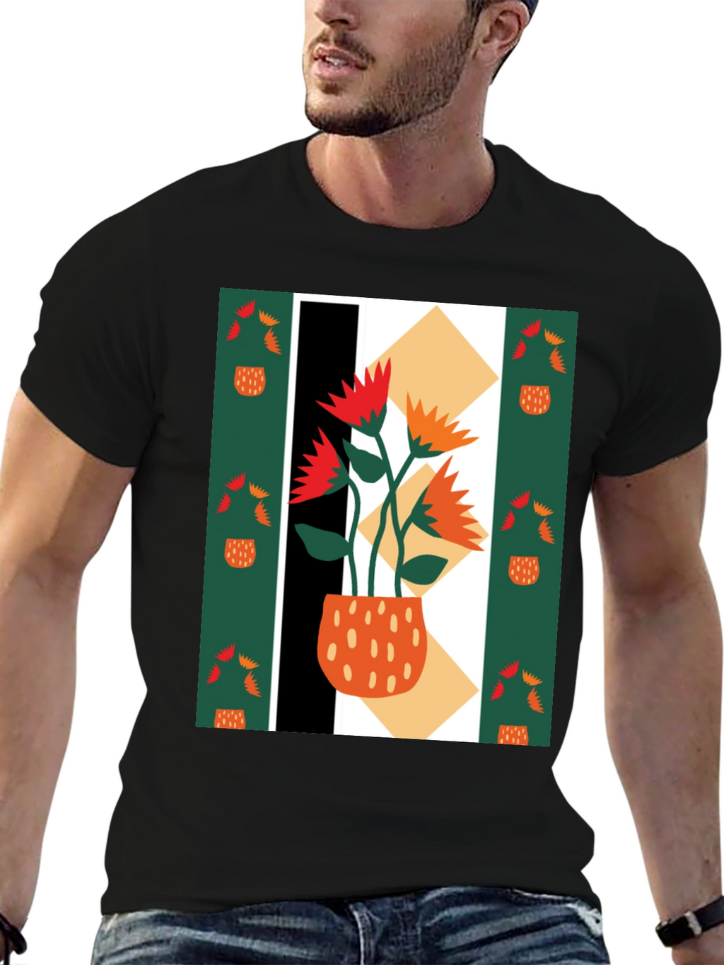 Abstract Floral Graphic Tee - Modern Art Shirt