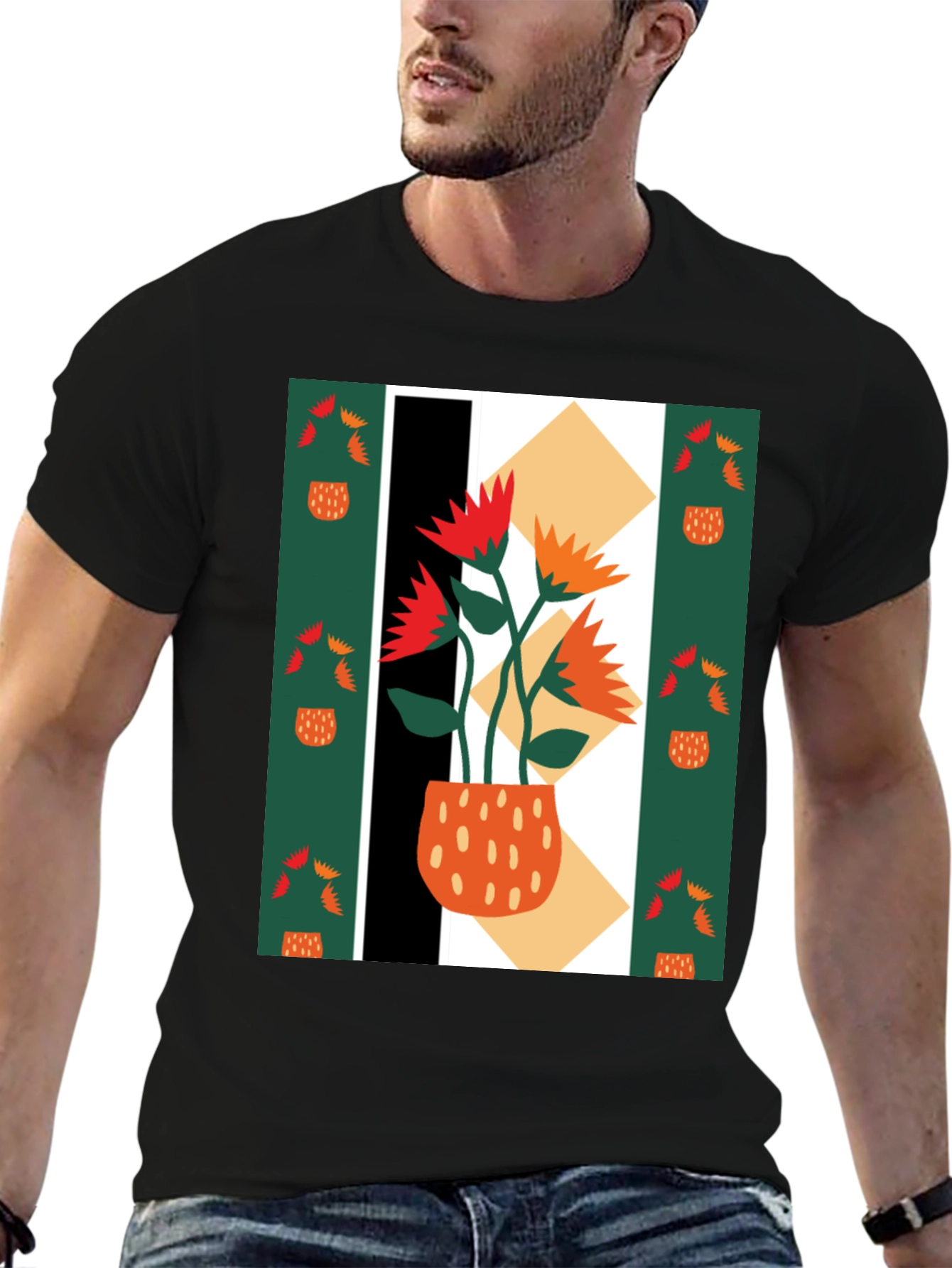Abstract Floral Graphic Tee - Modern Art Shirt