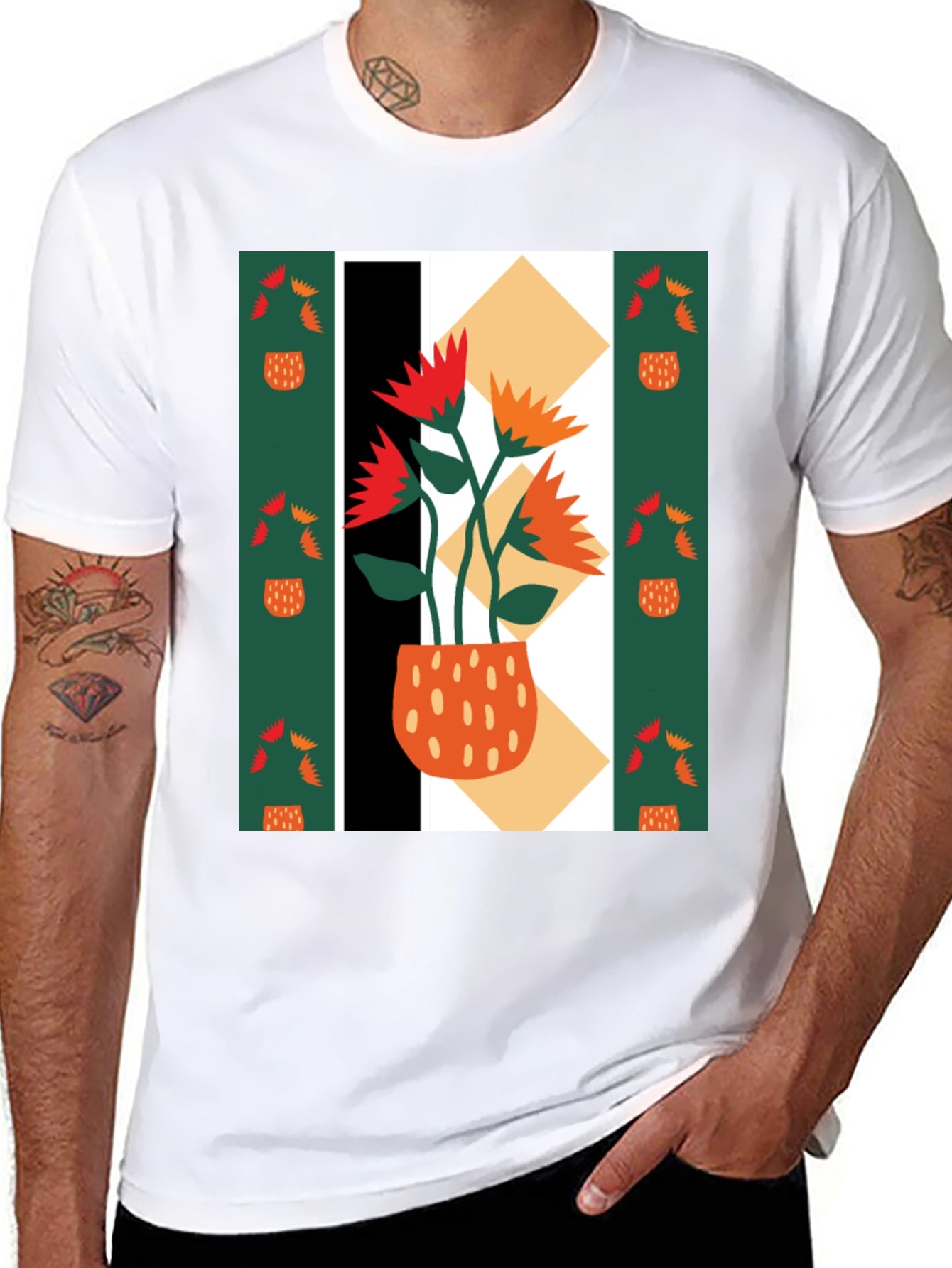 Abstract Floral Graphic Tee - Modern Art Shirt