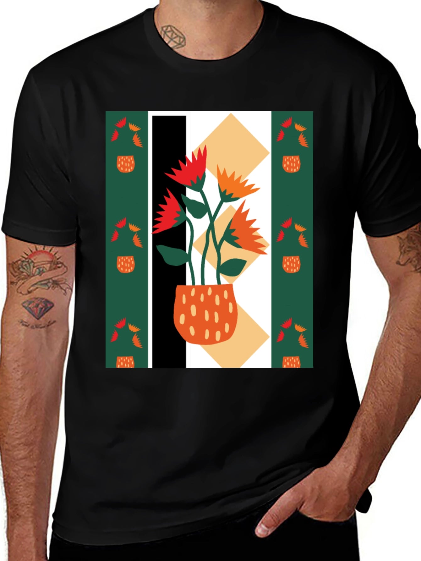 Abstract Floral Graphic Tee - Modern Art Shirt