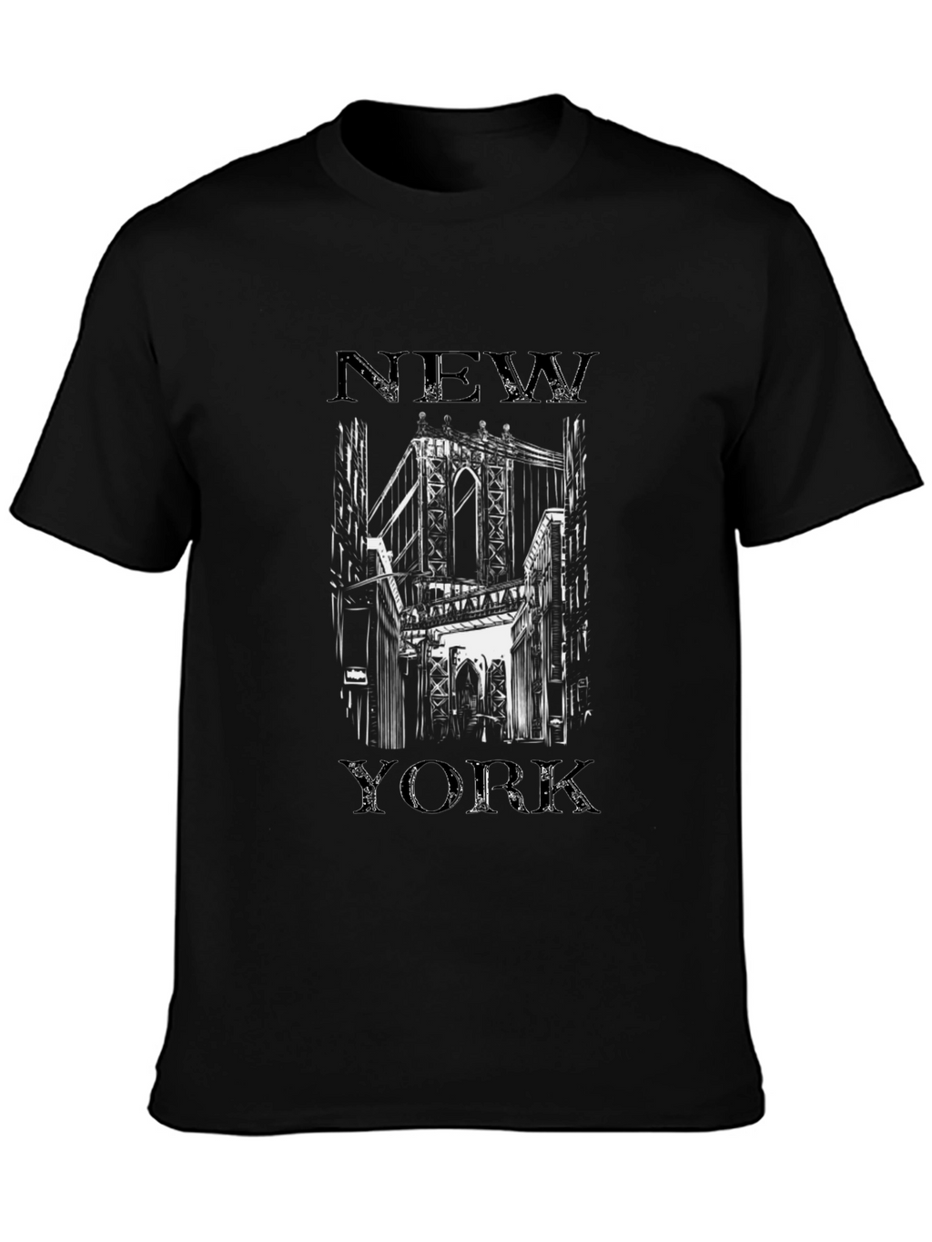New York Bridge Graphic T-Shirt - Black