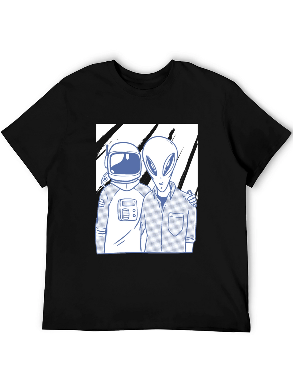 Astronaut & Alien Friends Black Graphic Tee