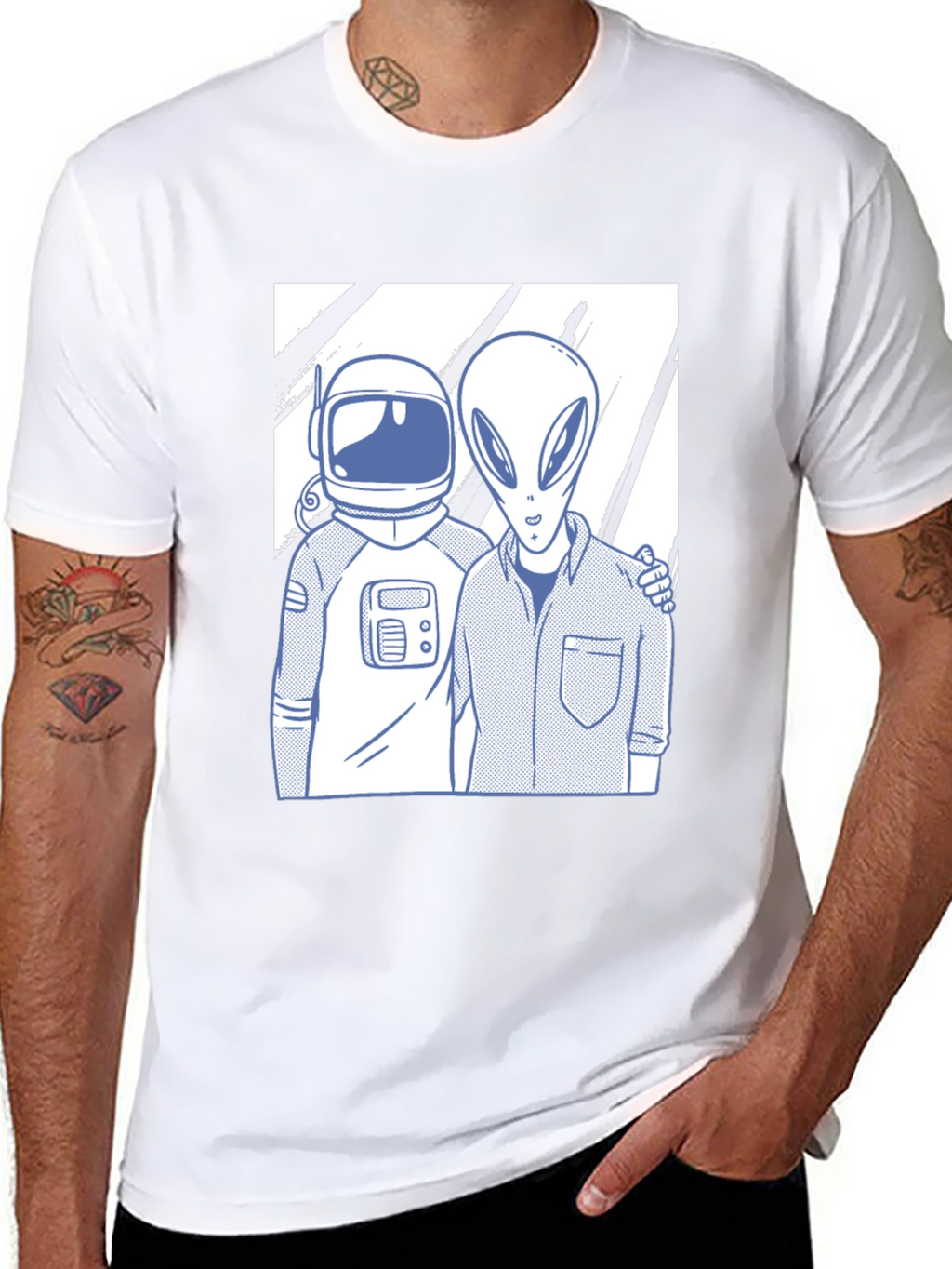 Astronaut & Alien Friends Black Graphic Tee