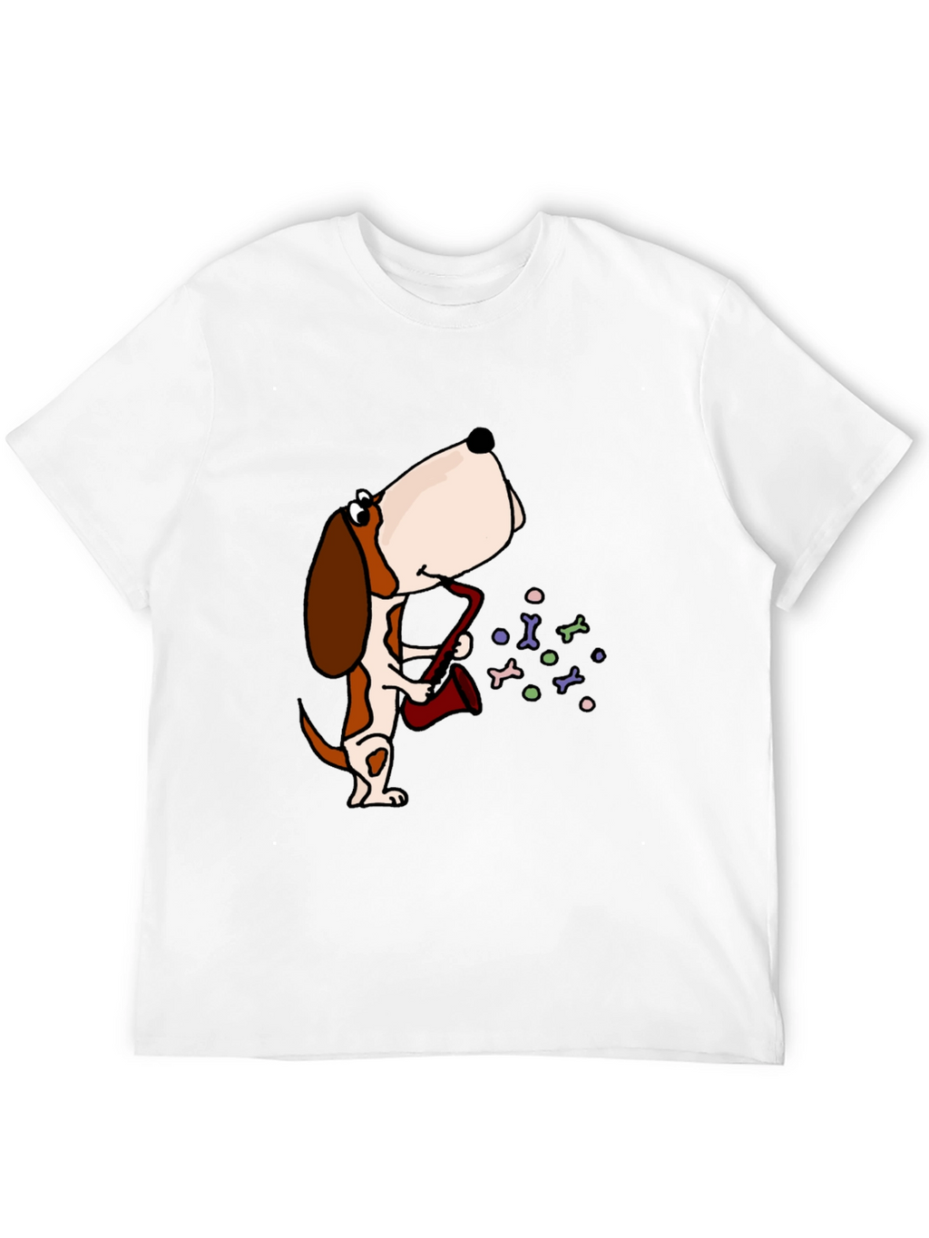 Dog Saxophone Graphic Tee - Black Cotton T-Shirt