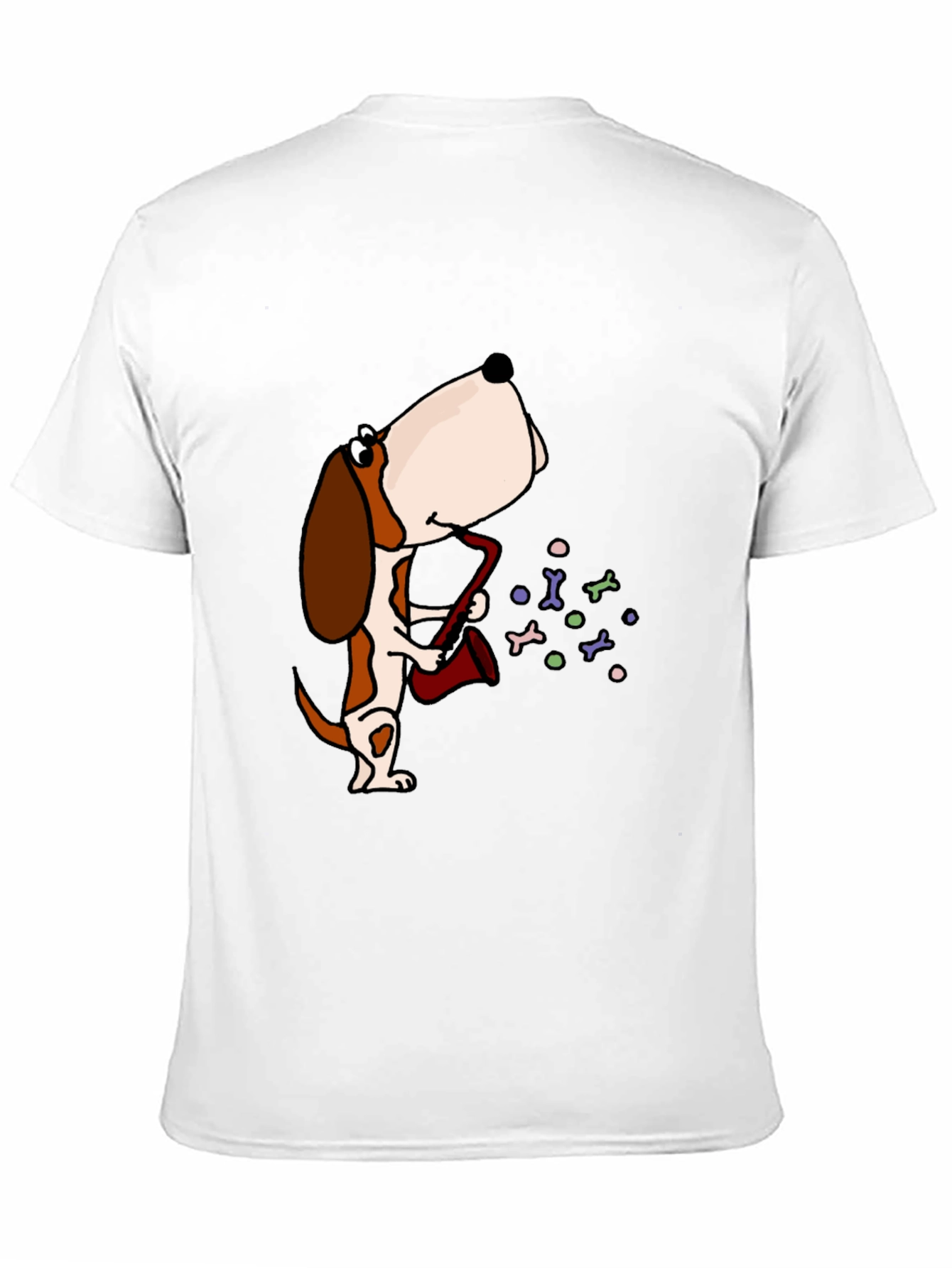 Dog Saxophone Graphic Tee - Black Cotton T-Shirt