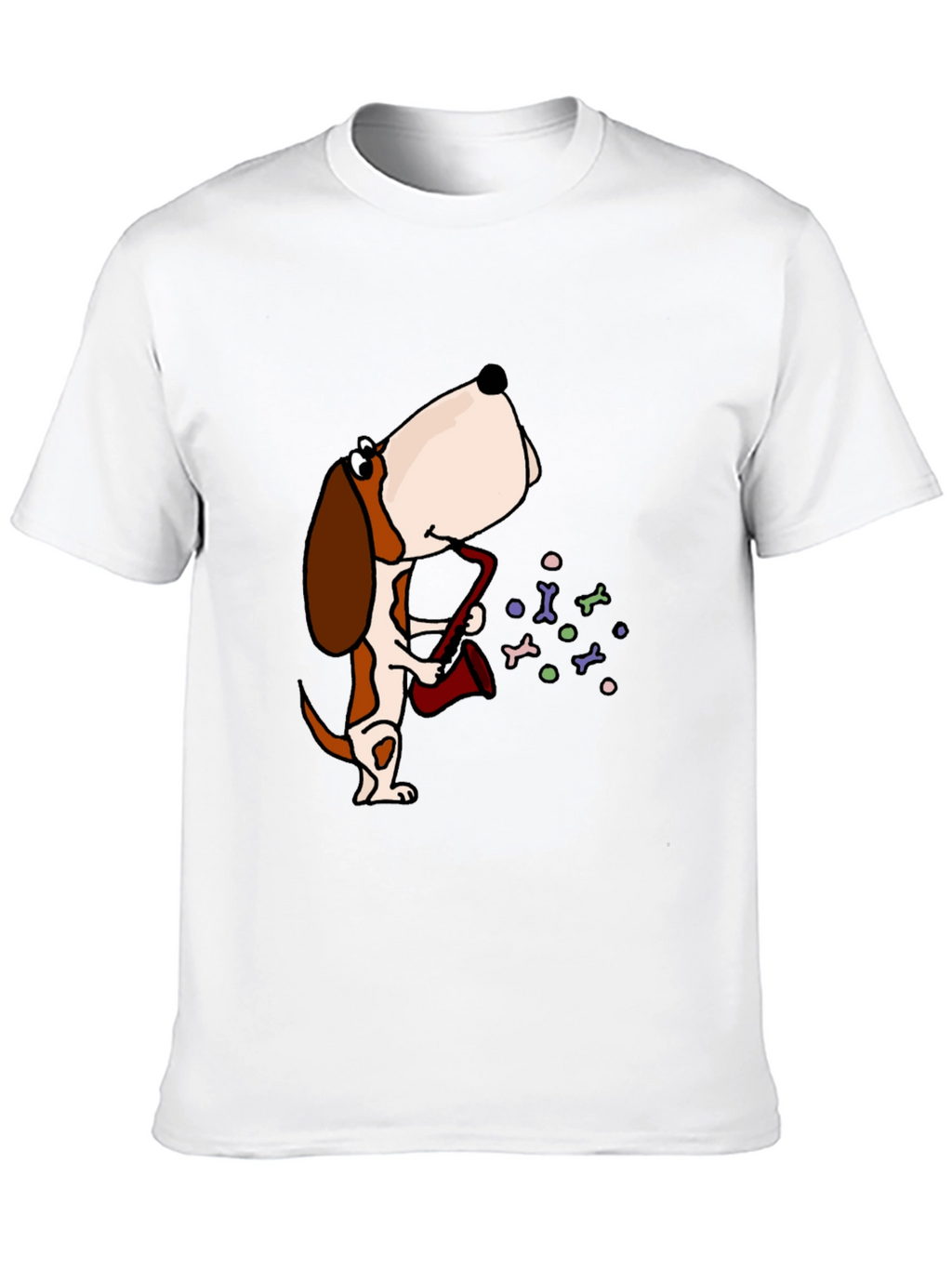 Dog Saxophone Graphic Tee - Black Cotton T-Shirt