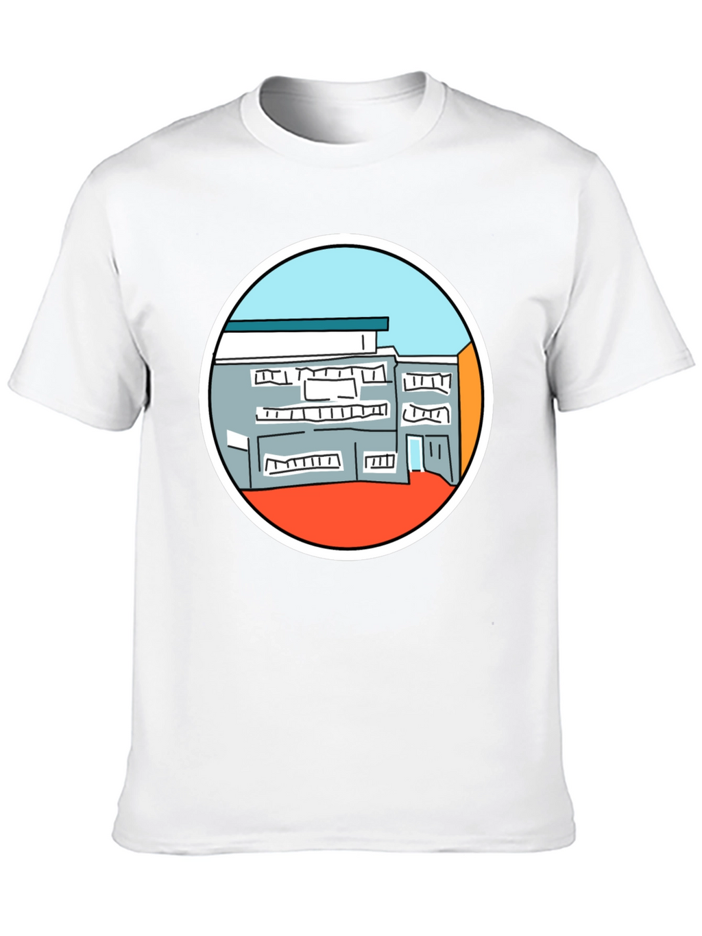 Building Graphic Tee - Unique Design Black T-Shirt