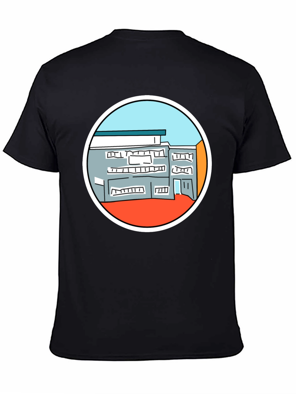 Building Graphic Tee - Unique Design Black T-Shirt