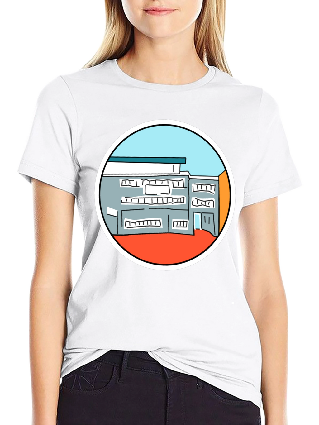 Building Graphic Tee - Unique Design Black T-Shirt