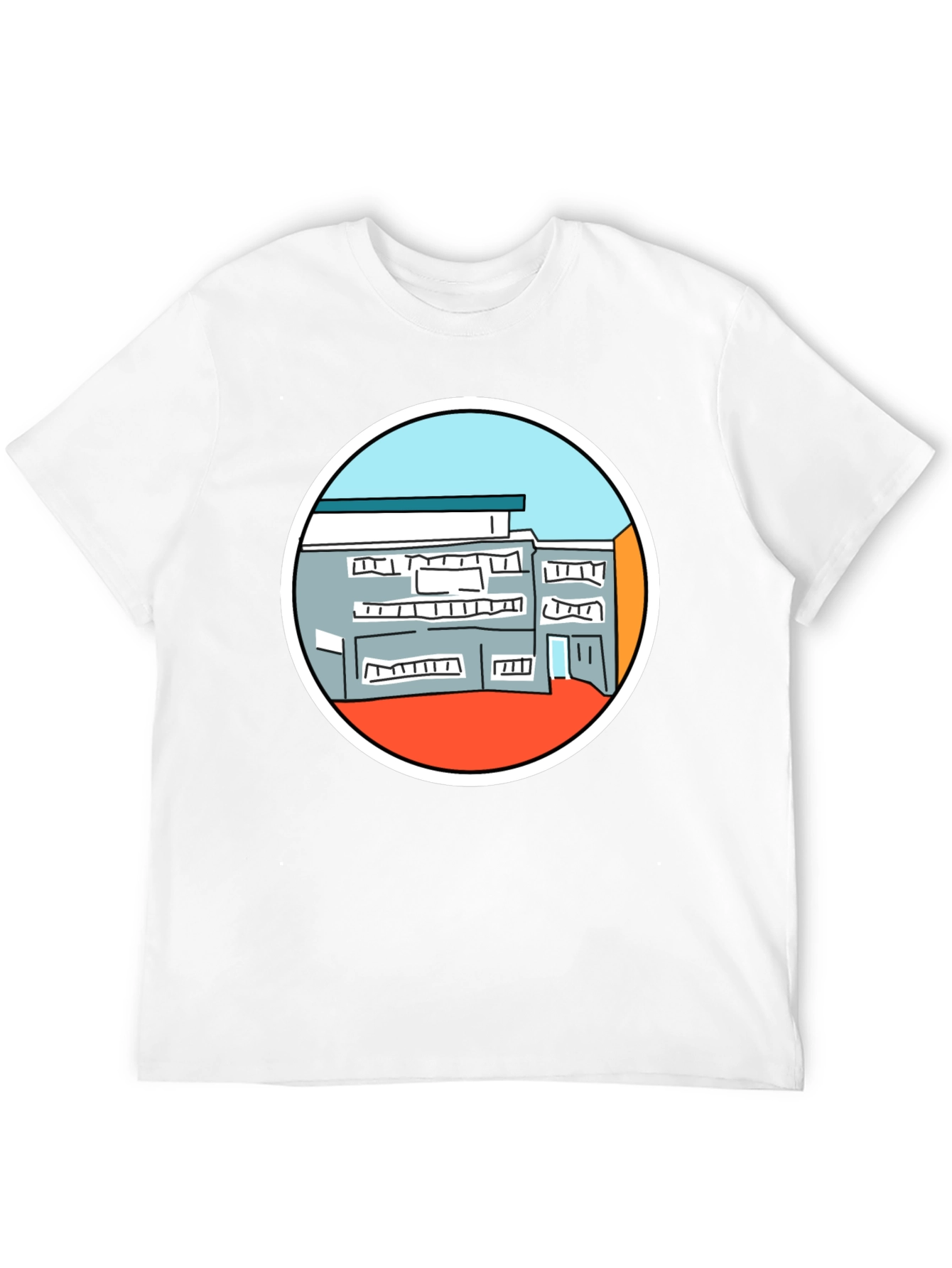 Building Graphic Tee - Unique Design Black T-Shirt