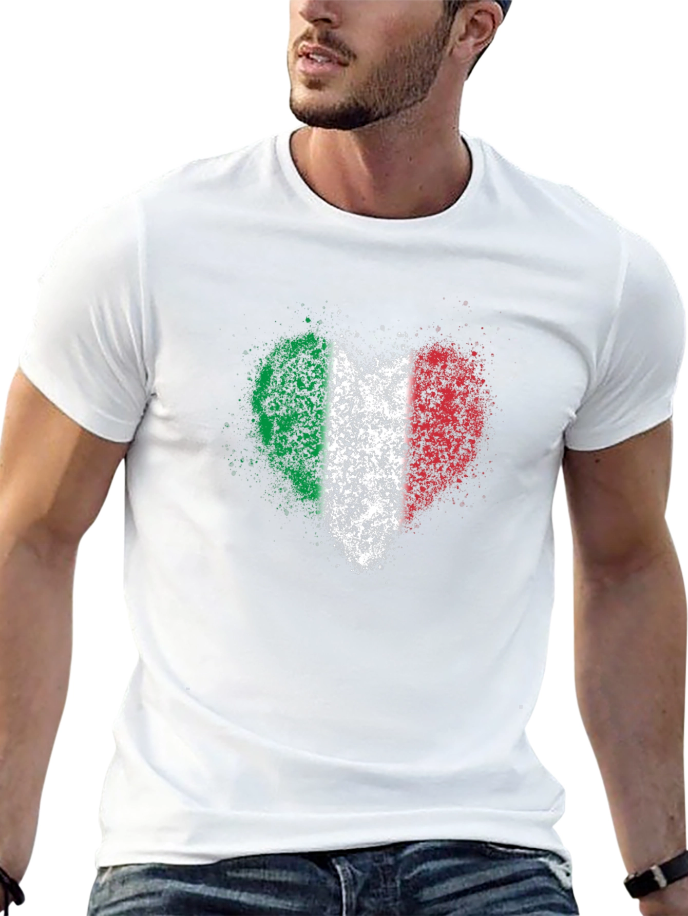 Italian Flag Heart Graphic T-Shirt
