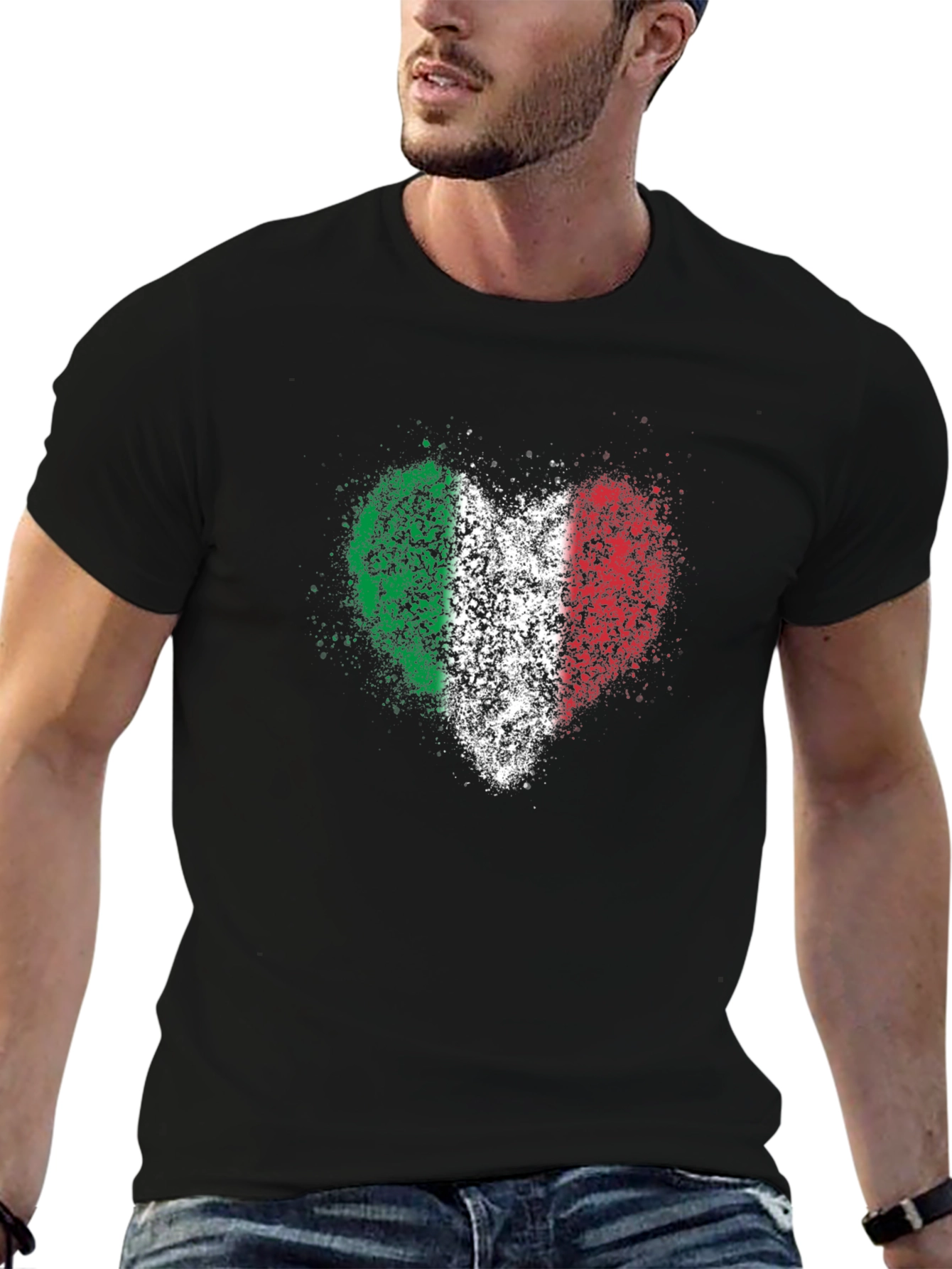 Italian Flag Heart Graphic T-Shirt