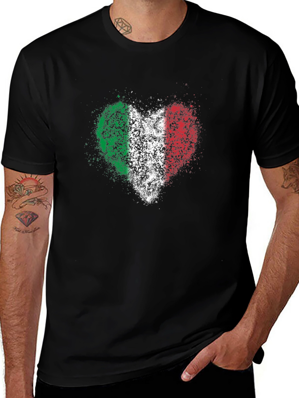 Italian Flag Heart Graphic T-Shirt