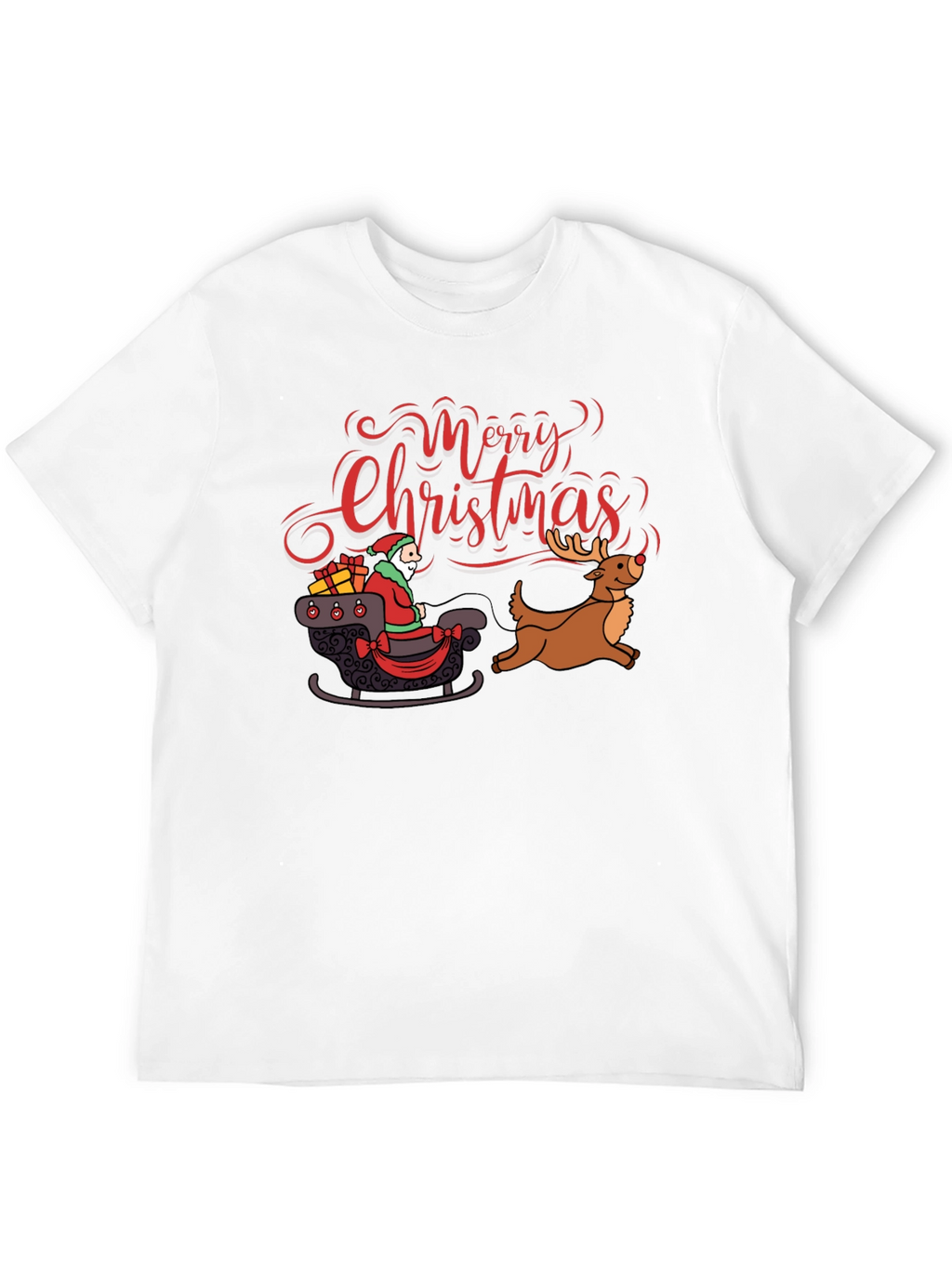 Merry Christmas Santa Reindeer Graphic T-Shirt