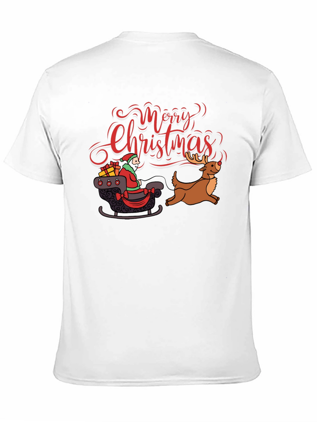Merry Christmas Santa Reindeer Graphic T-Shirt