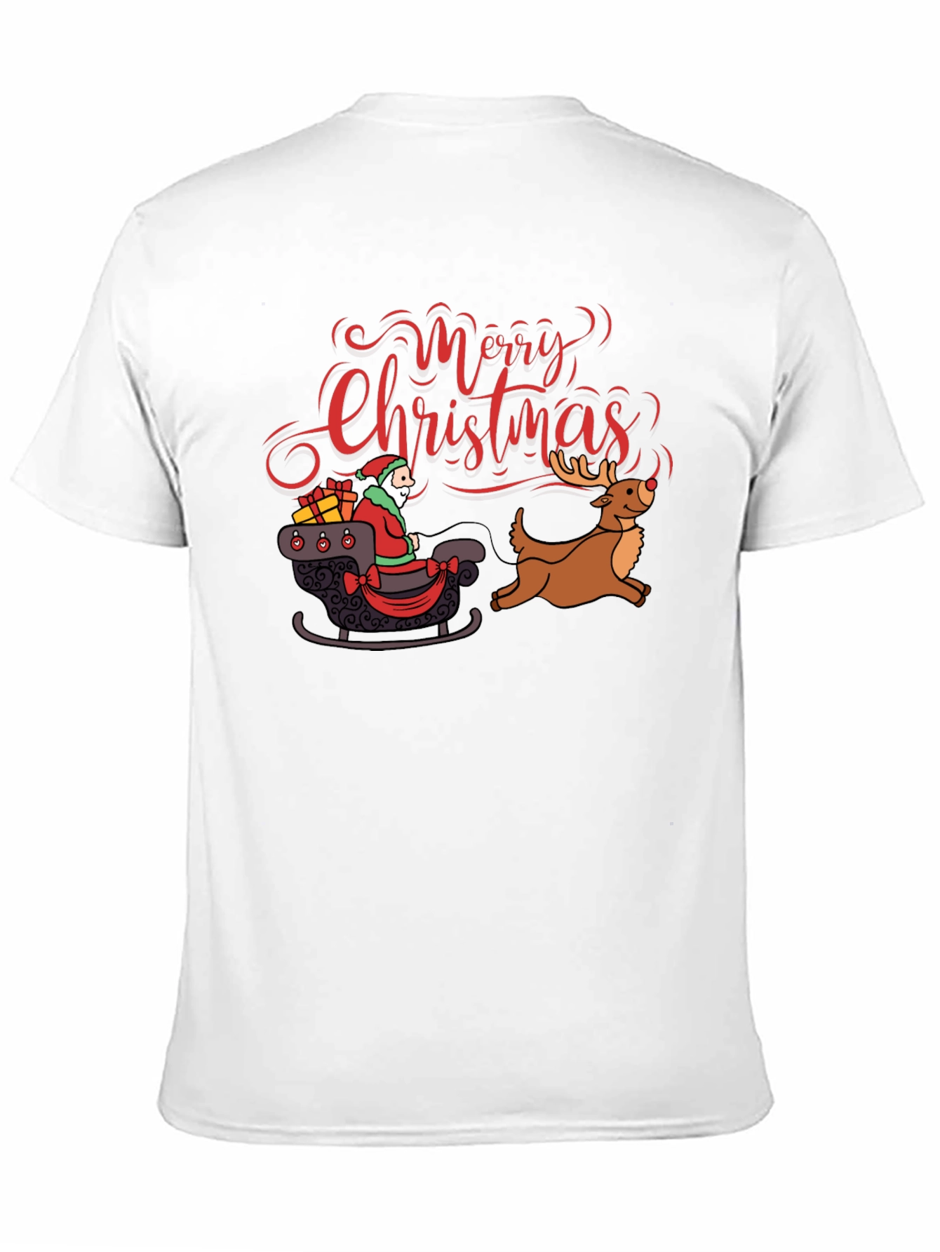Merry Christmas Santa Reindeer Graphic T-Shirt