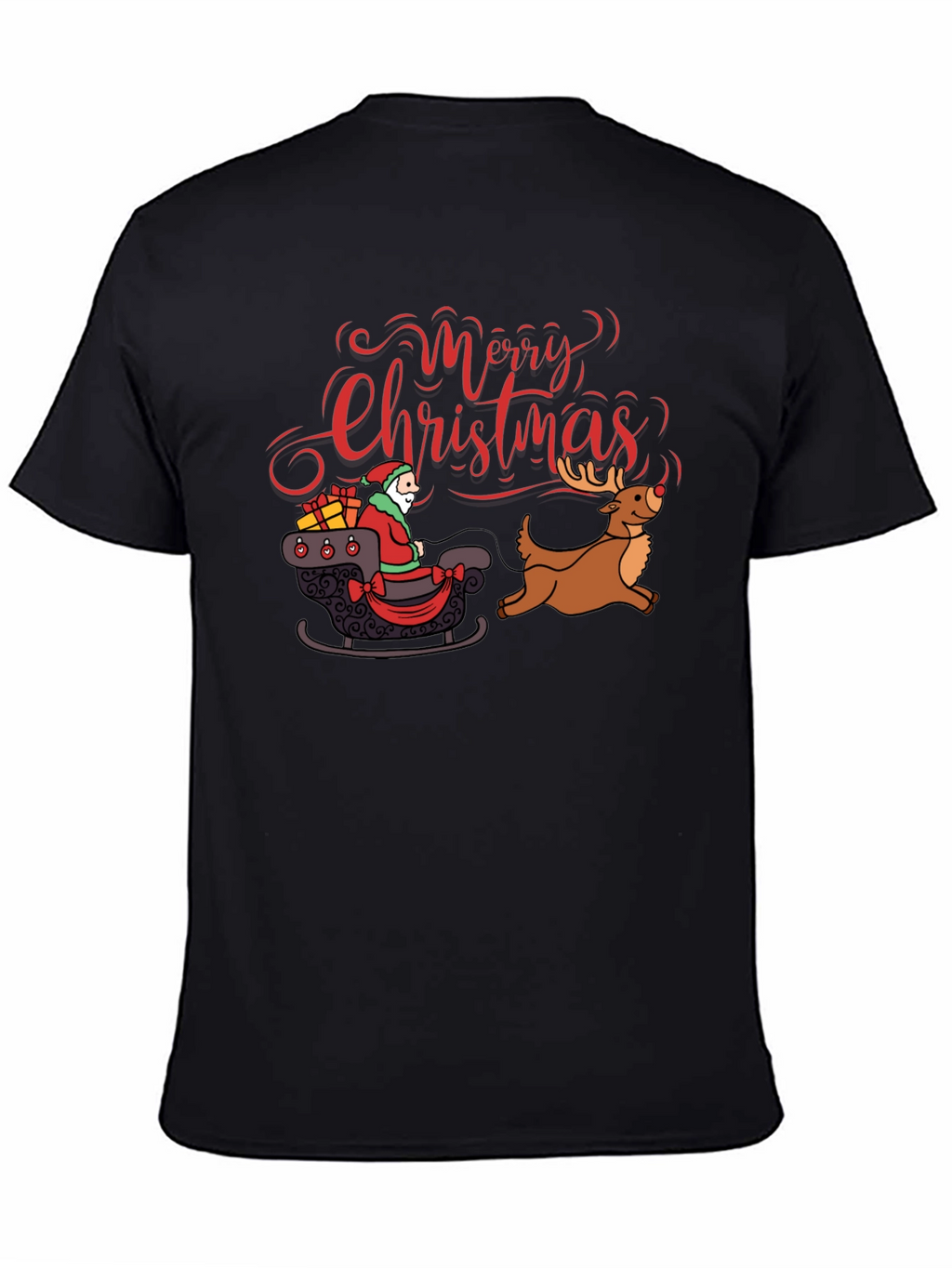 Merry Christmas Santa Reindeer Graphic T-Shirt