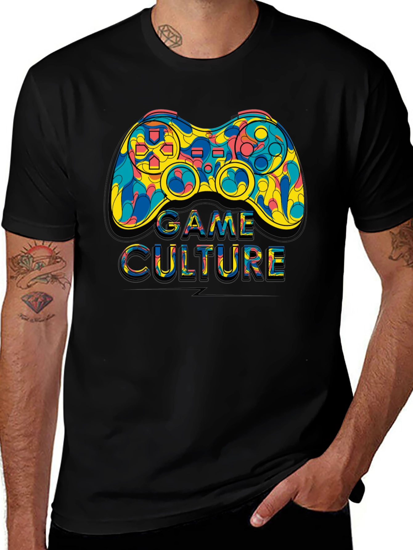 Game Culture T-Shirt Colorful Controller Graphic Tee