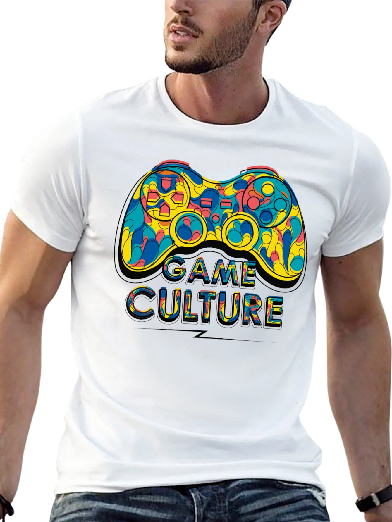 Game Culture T-Shirt Colorful Controller Graphic Tee