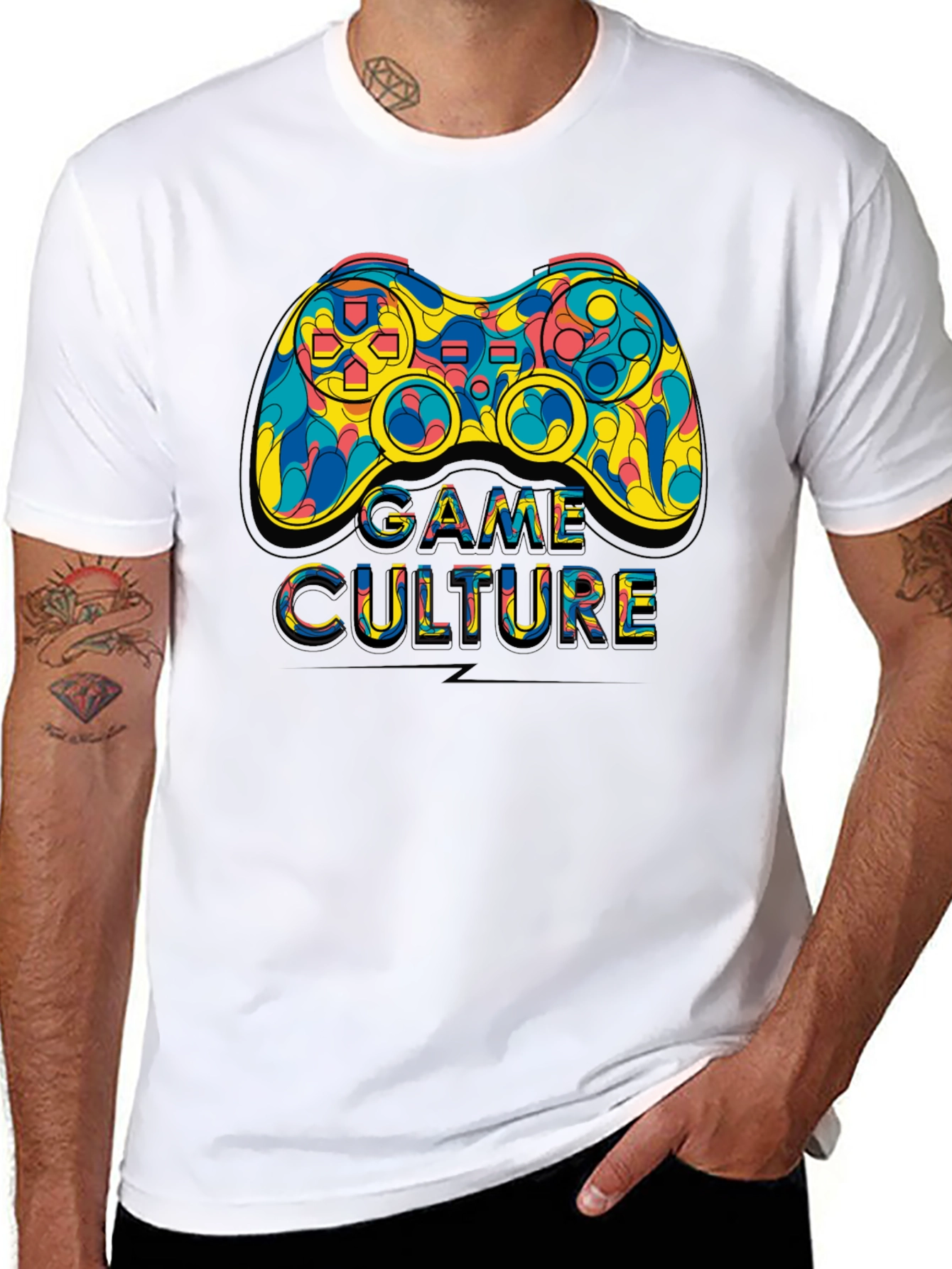 Game Culture T-Shirt Colorful Controller Graphic Tee