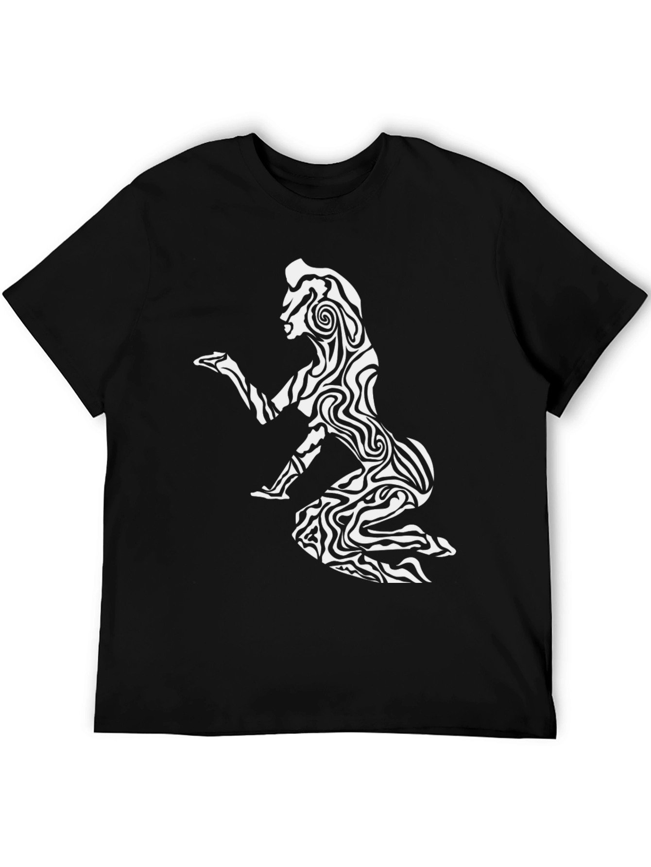 Abstract Zebra Woman Graphic Black T-Shirt