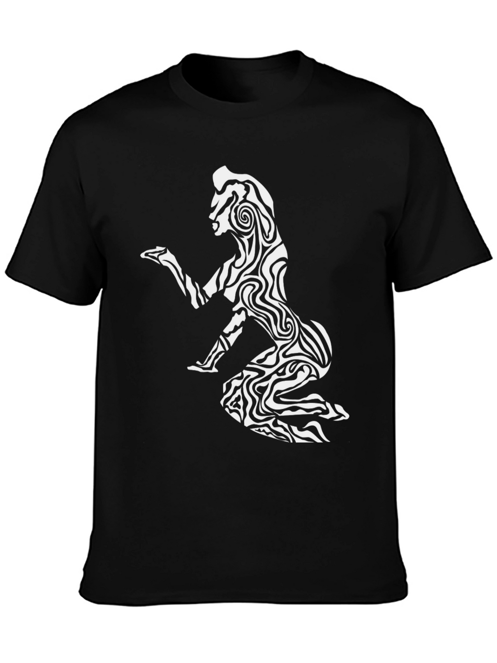 Abstract Zebra Woman Graphic Black T-Shirt