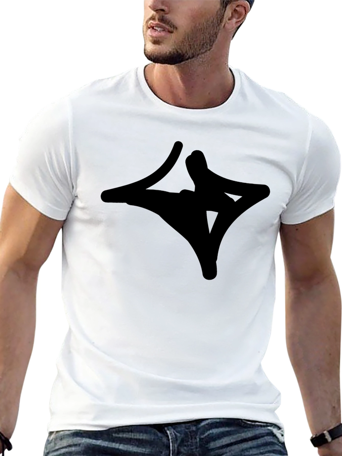 Black Graphic Tee - Abstract Design