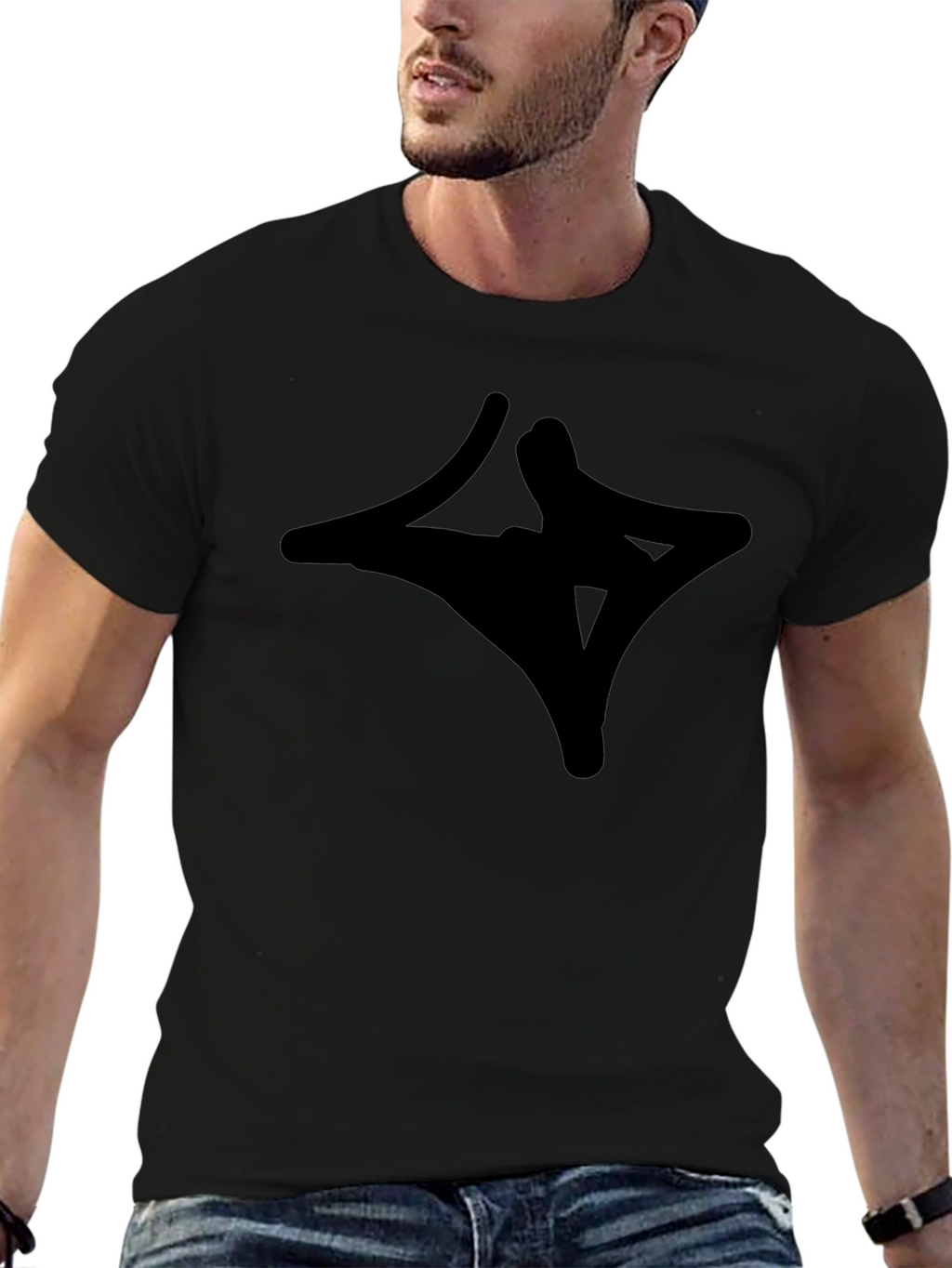 Black Graphic Tee - Abstract Design