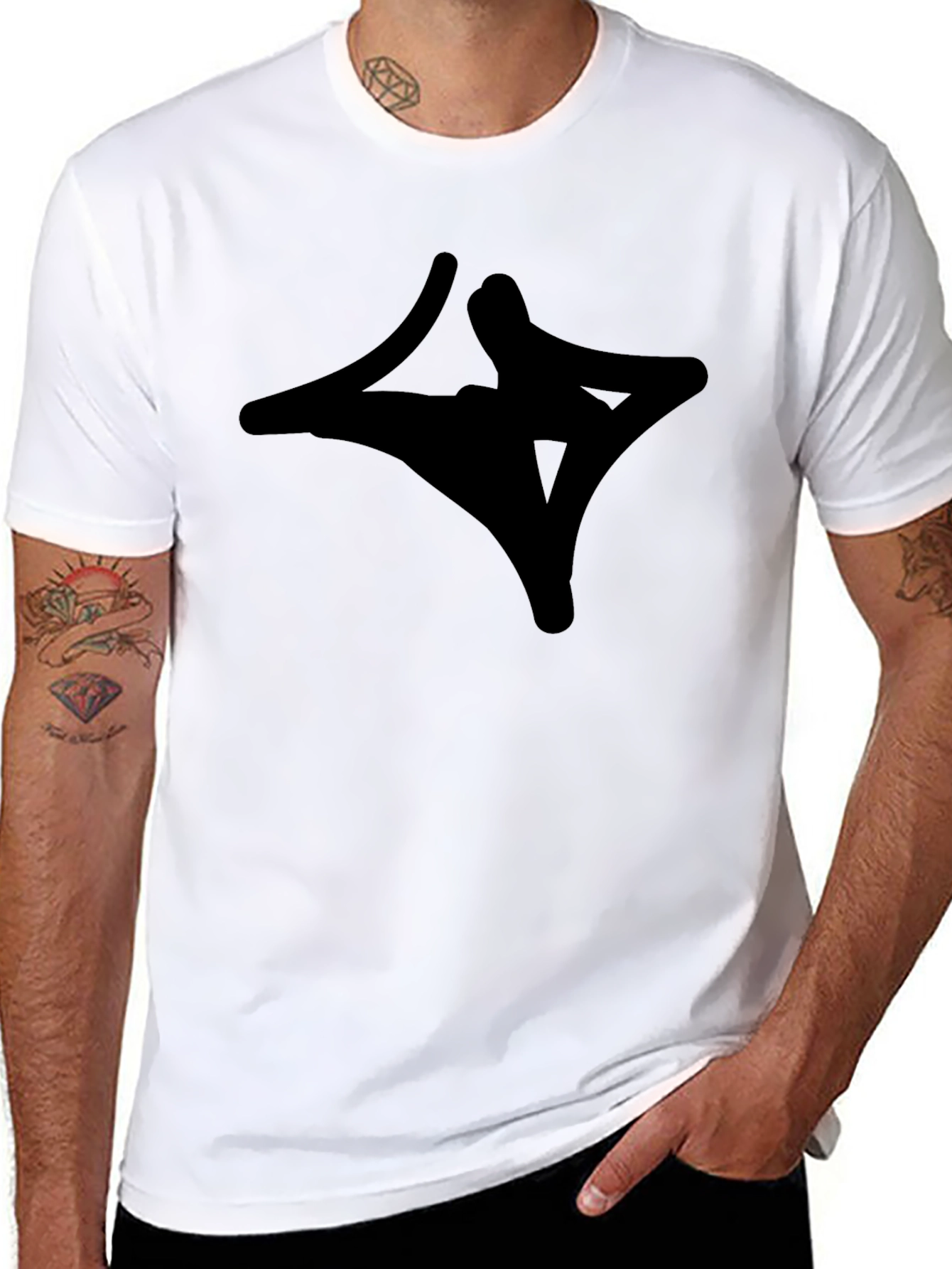 Black Graphic Tee - Abstract Design