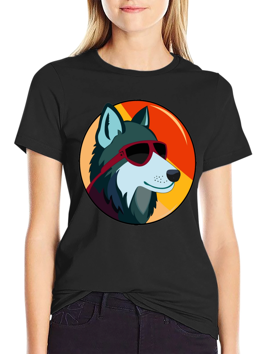 Cool Wolf Graphic Tee - Black Cotton T-Shirt