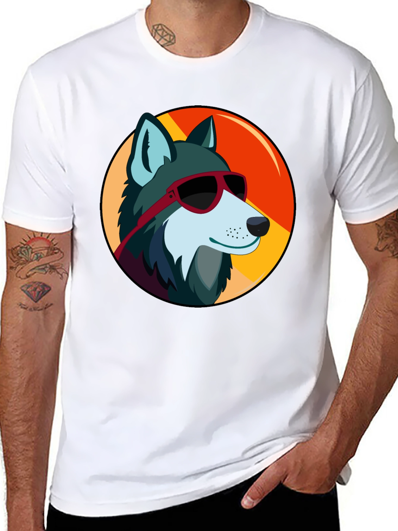 Cool Wolf Graphic Tee - Black Cotton T-Shirt