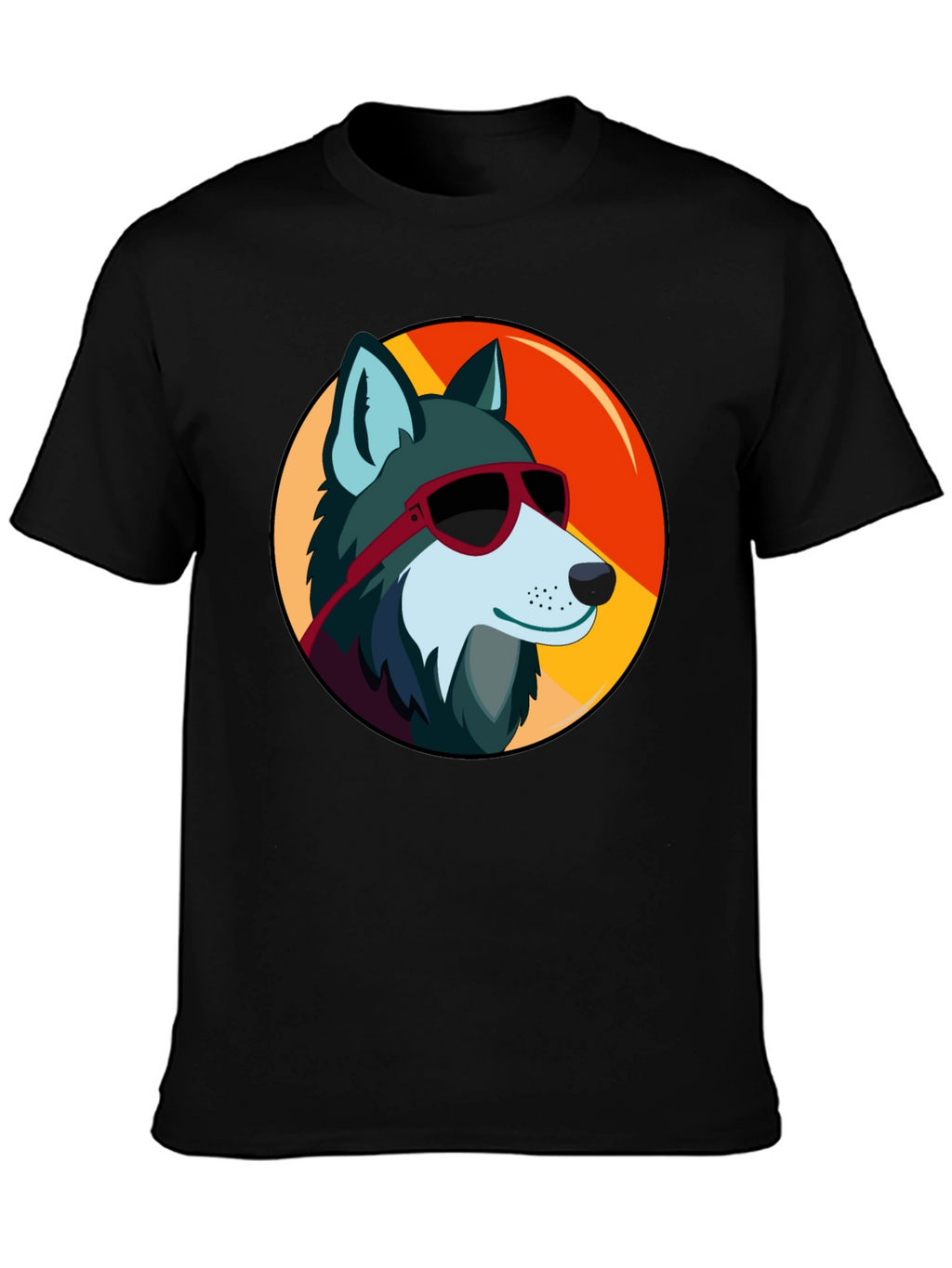 Cool Wolf Graphic Tee - Black Cotton T-Shirt