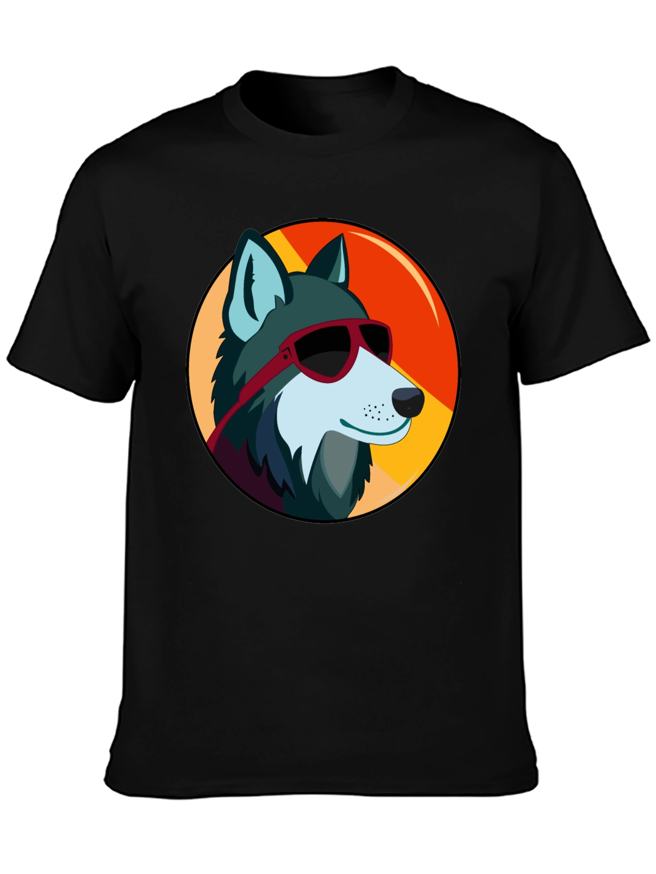 Cool Wolf Graphic Tee - Black Cotton T-Shirt