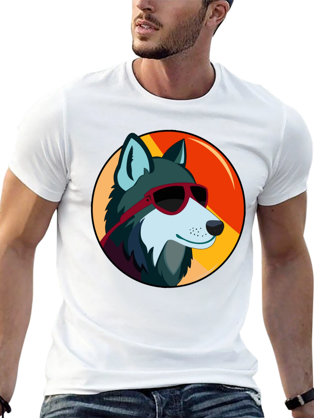 Cool Wolf Graphic Tee - Black Cotton T-Shirt