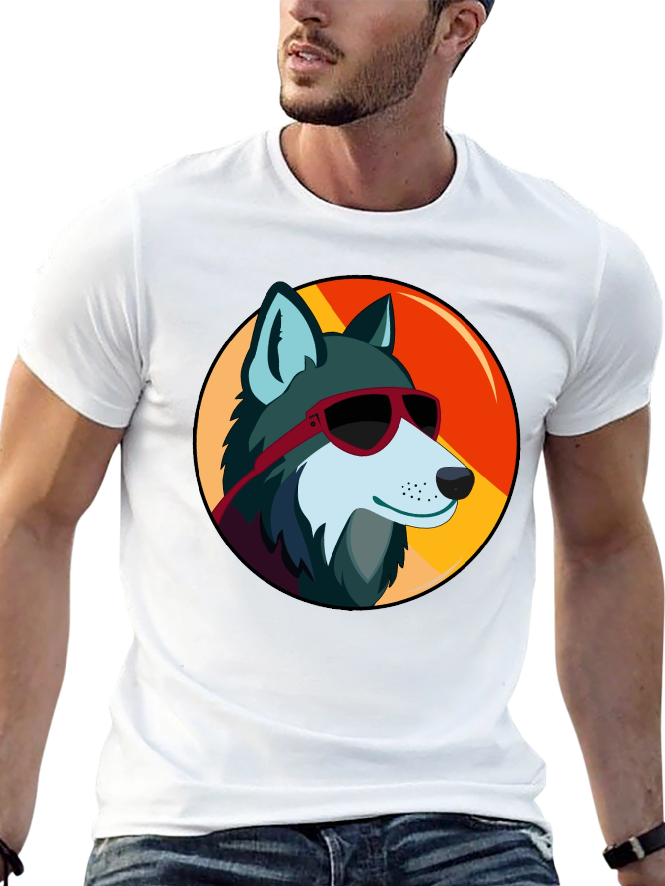 Cool Wolf Graphic Tee - Black Cotton T-Shirt