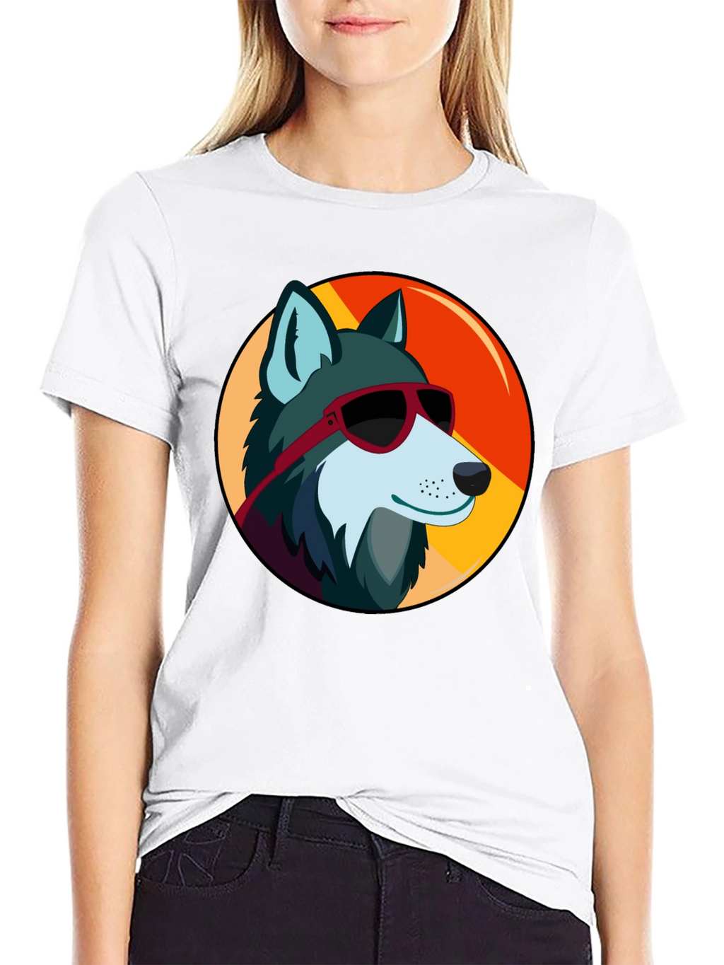 Cool Wolf Graphic Tee - Black Cotton T-Shirt