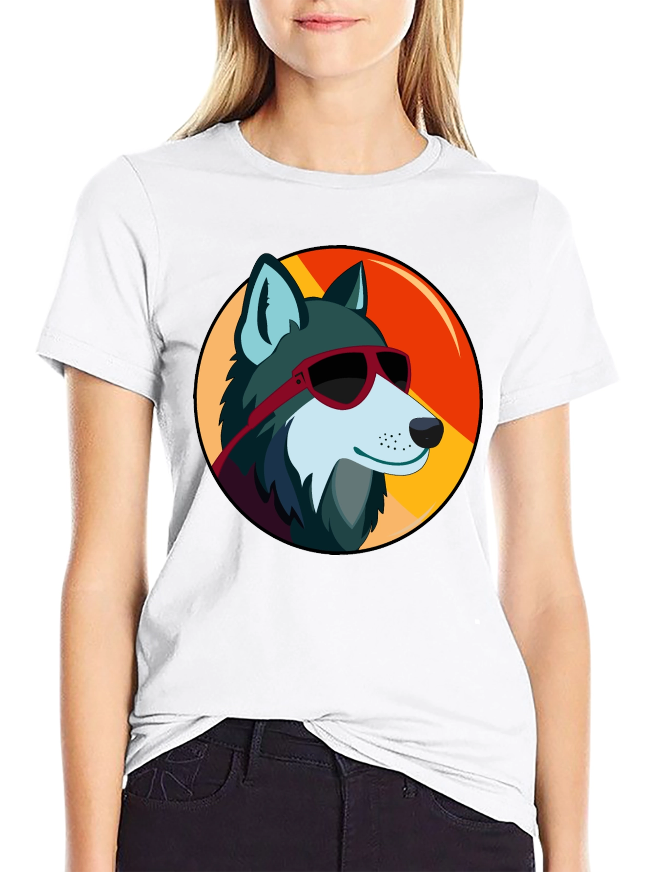 Cool Wolf Graphic Tee - Black Cotton T-Shirt