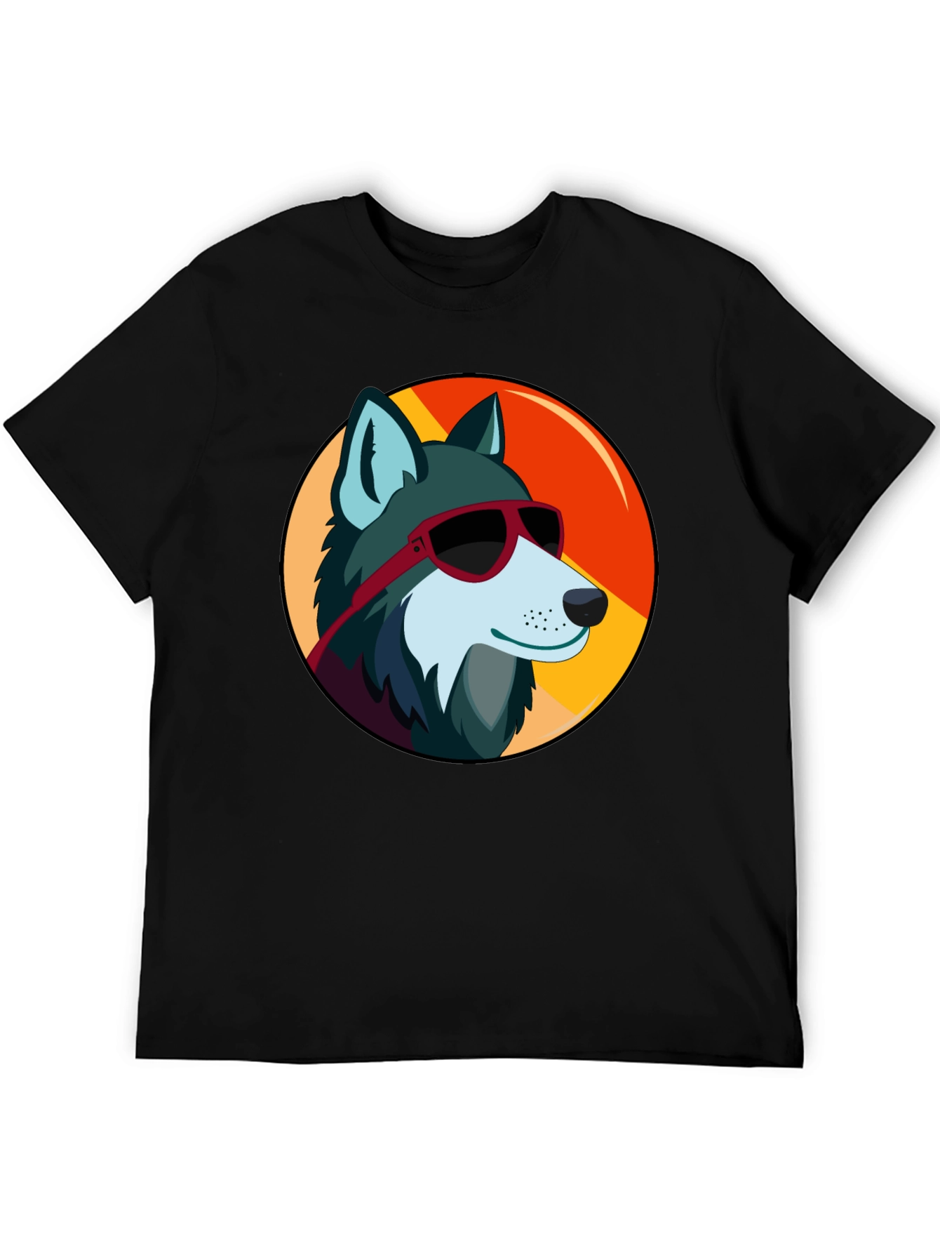 Cool Wolf Graphic Tee - Black Cotton T-Shirt