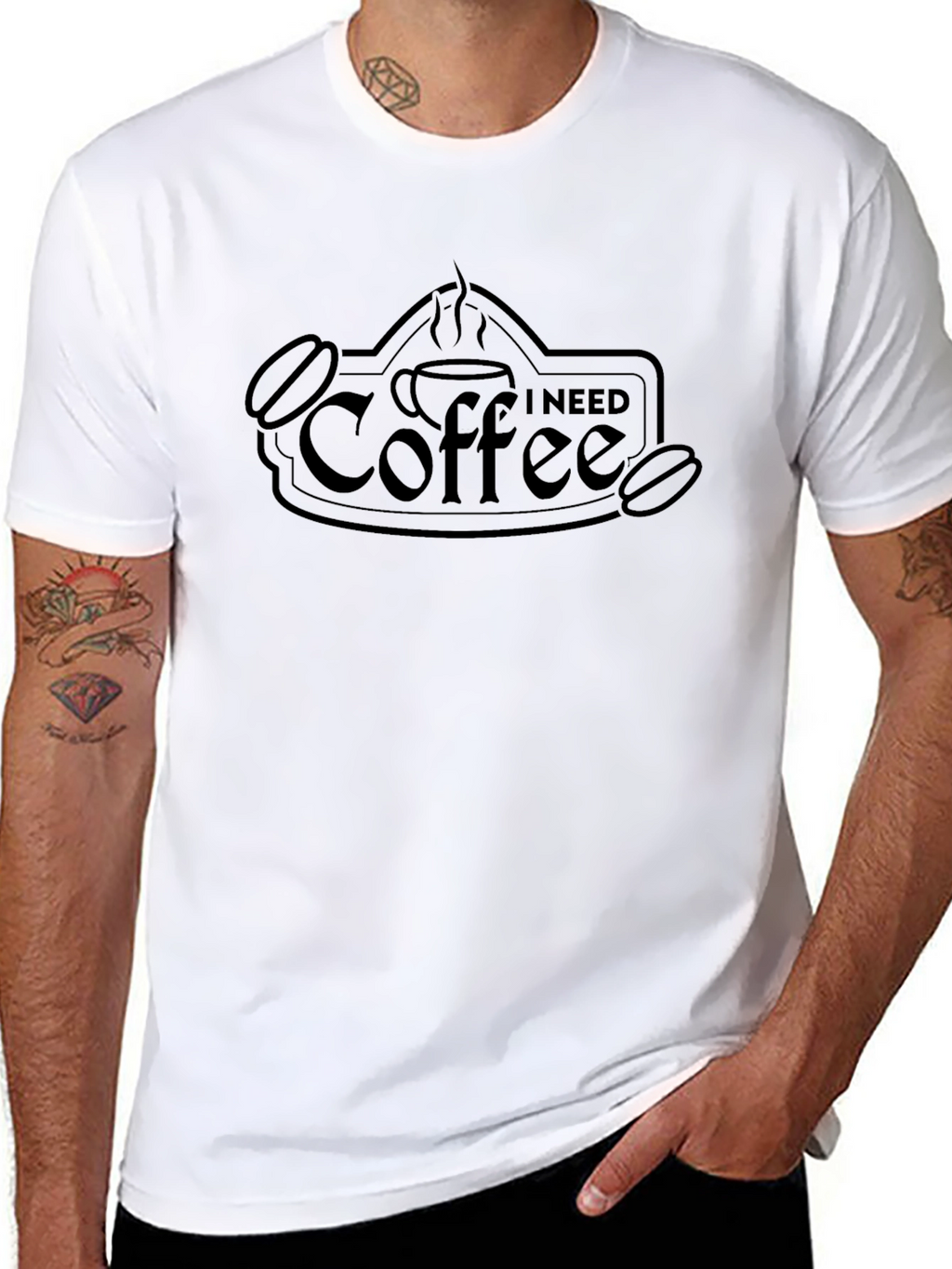 I Need Coffee Graphic Black T-Shirt