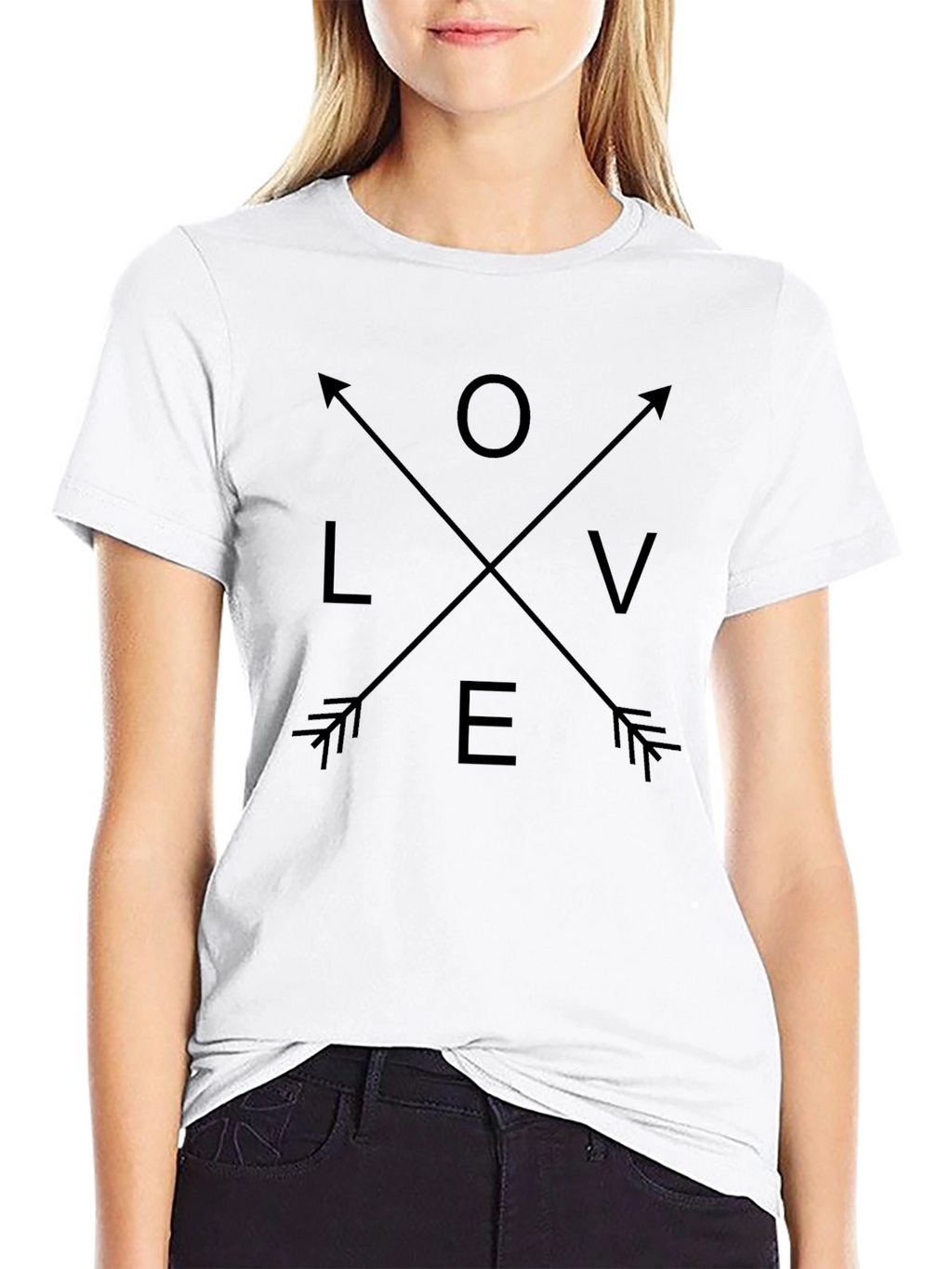 Love Arrow Graphic Print Black T-Shirt