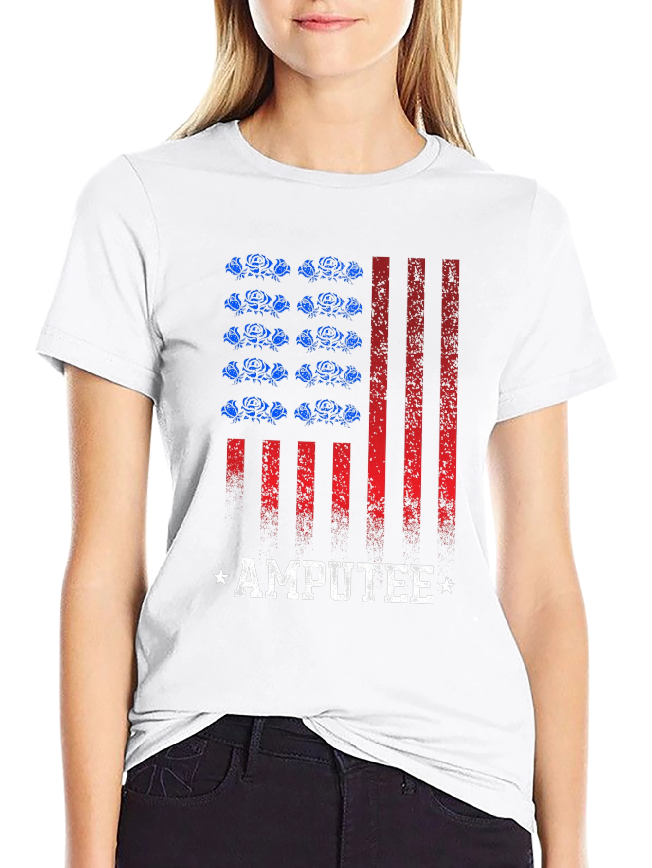 Amputee Patriotic American Flag Graphic T-Shirt