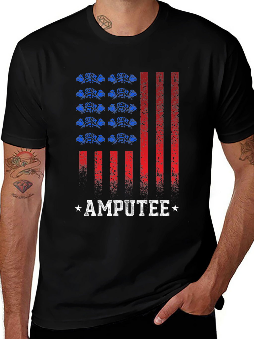 Amputee Patriotic American Flag Graphic T-Shirt