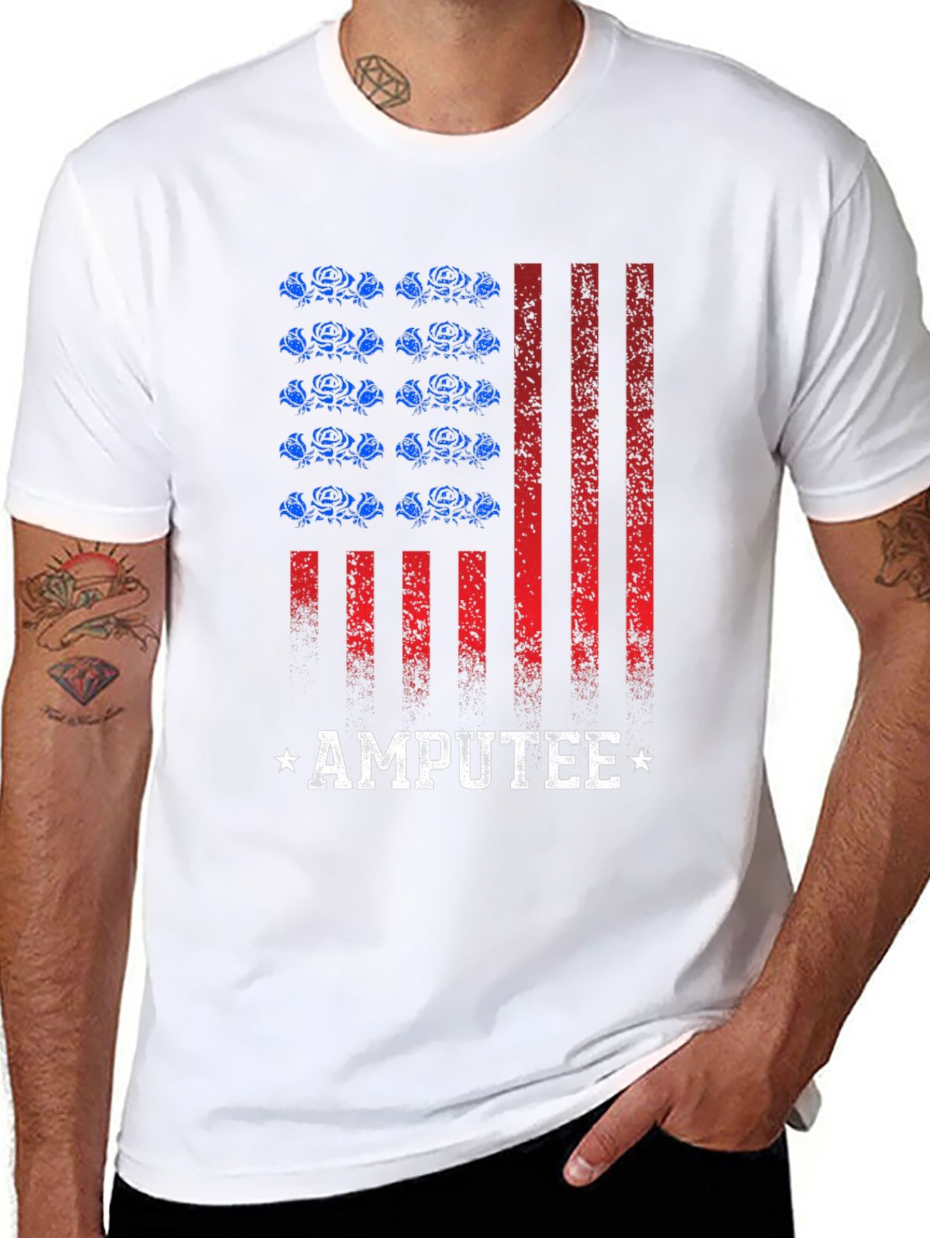 Amputee Patriotic American Flag Graphic T-Shirt