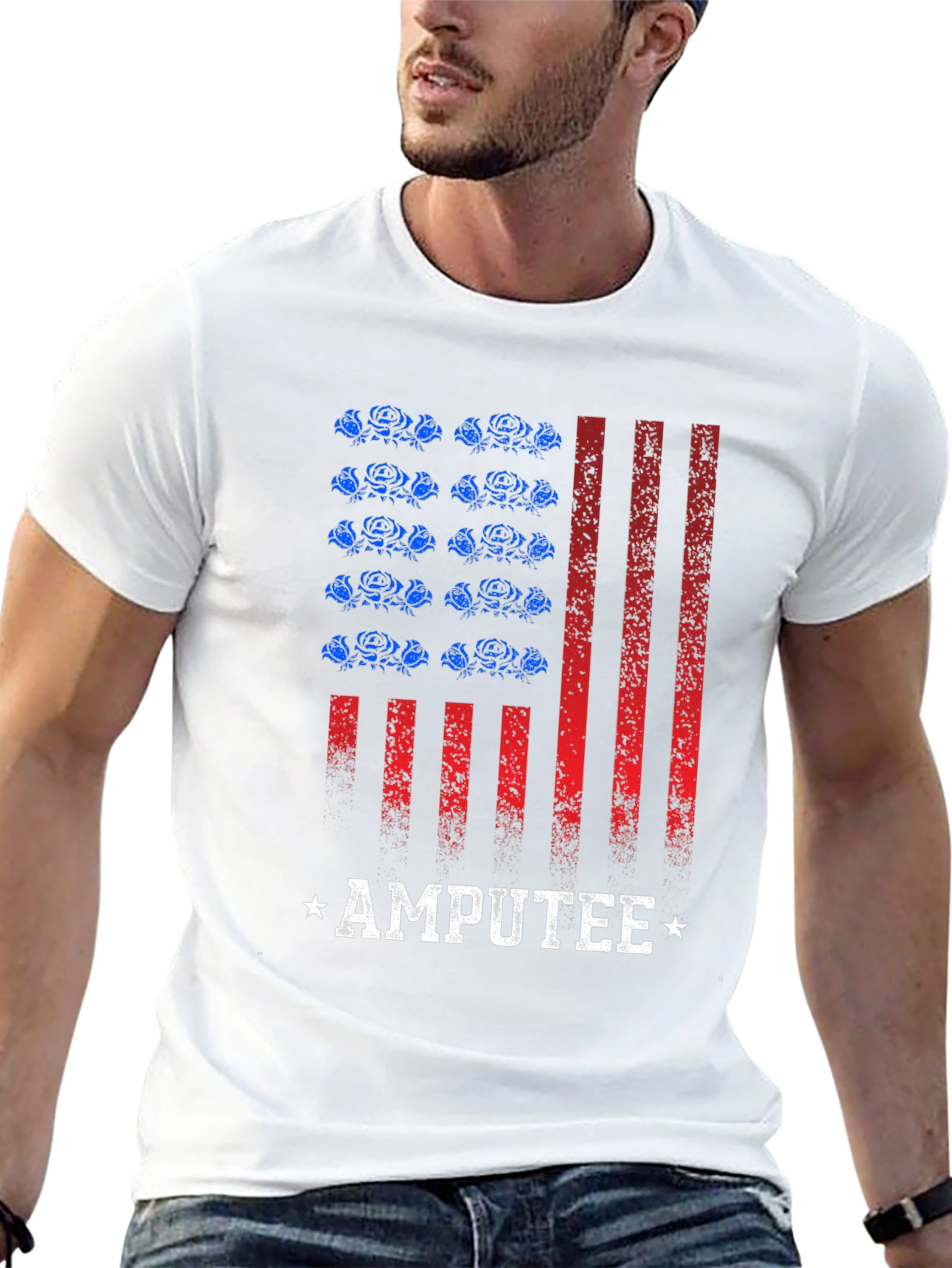 Amputee Patriotic American Flag Graphic T-Shirt
